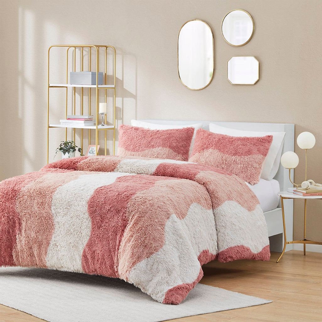 Cassie Ombre Shaggy Faux Fur Comforter Set