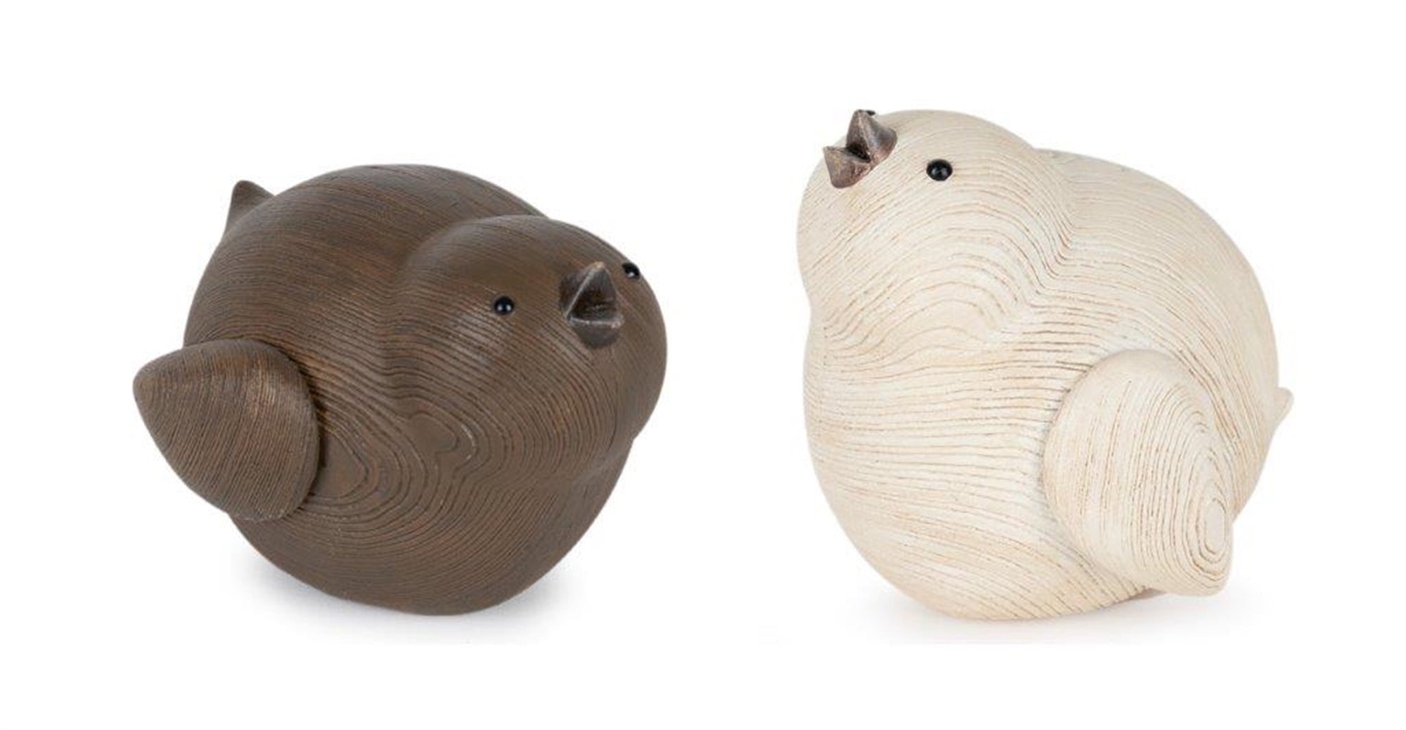 Modern Wood Grain Design Bird Figurine (Set of 2)