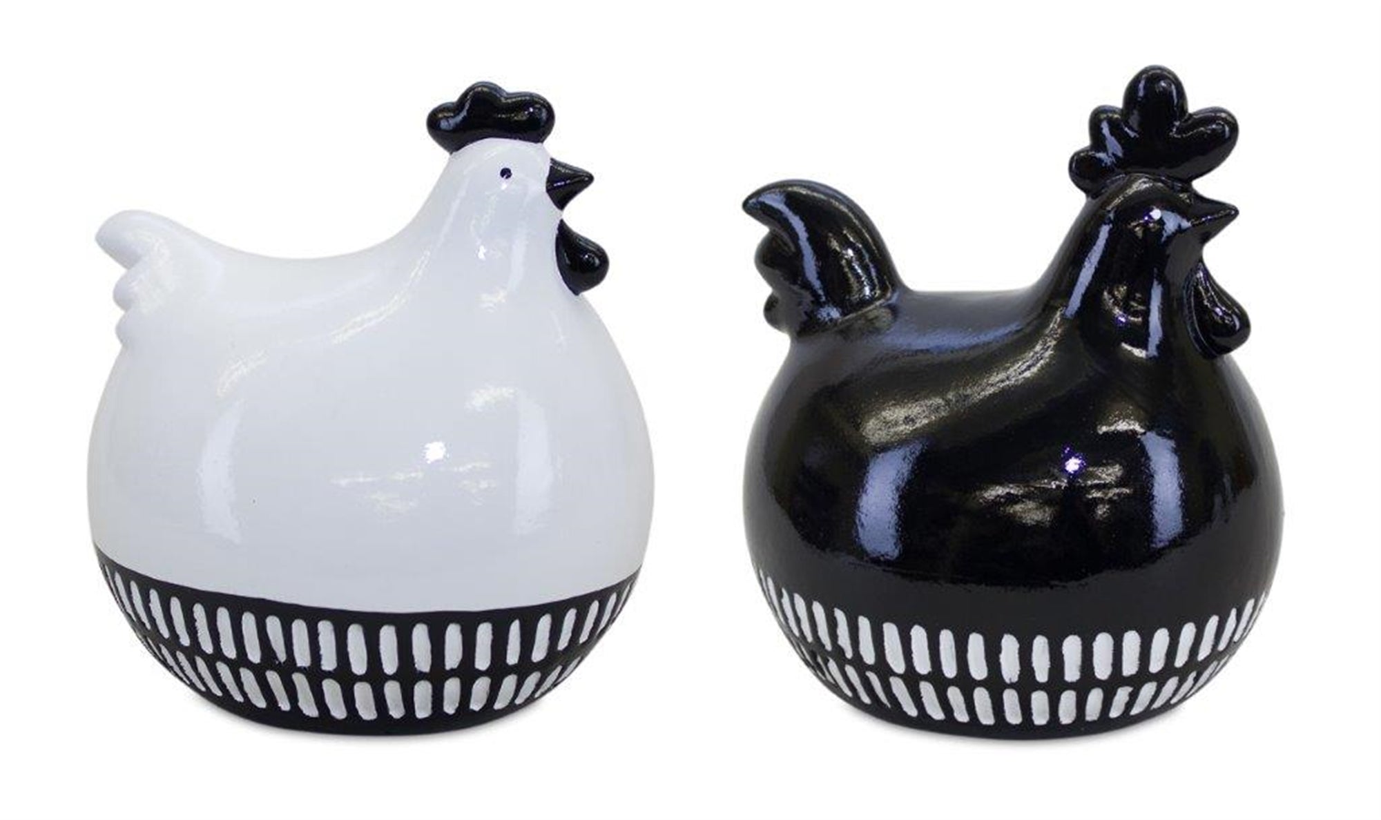 Modern Black and White Chicken Décor (Set of 2)