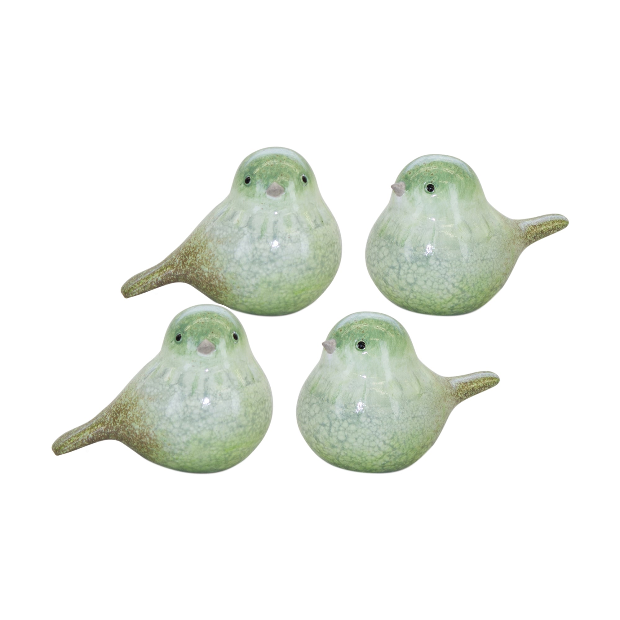 Green Terra Cotta Bird Figurine (Set of 4)