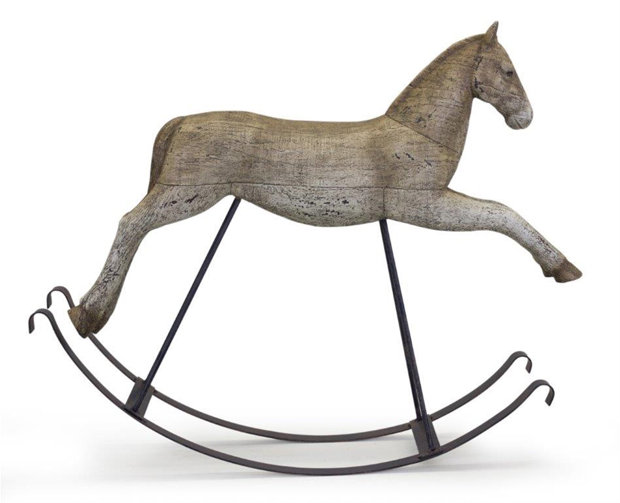 Rustic Rocking Horse Décor with Metal Stand