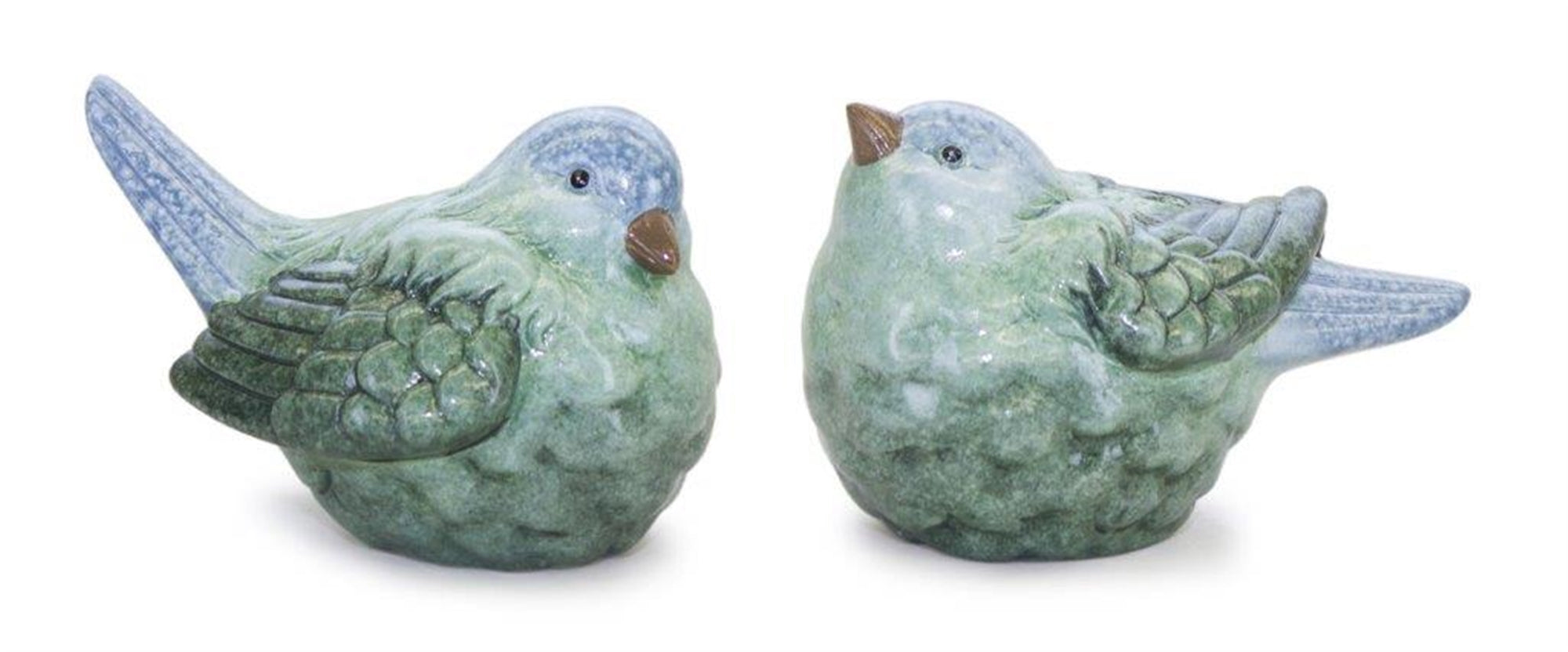 Blue and Green Terra Cotta Bird Figurine (Set of 2)