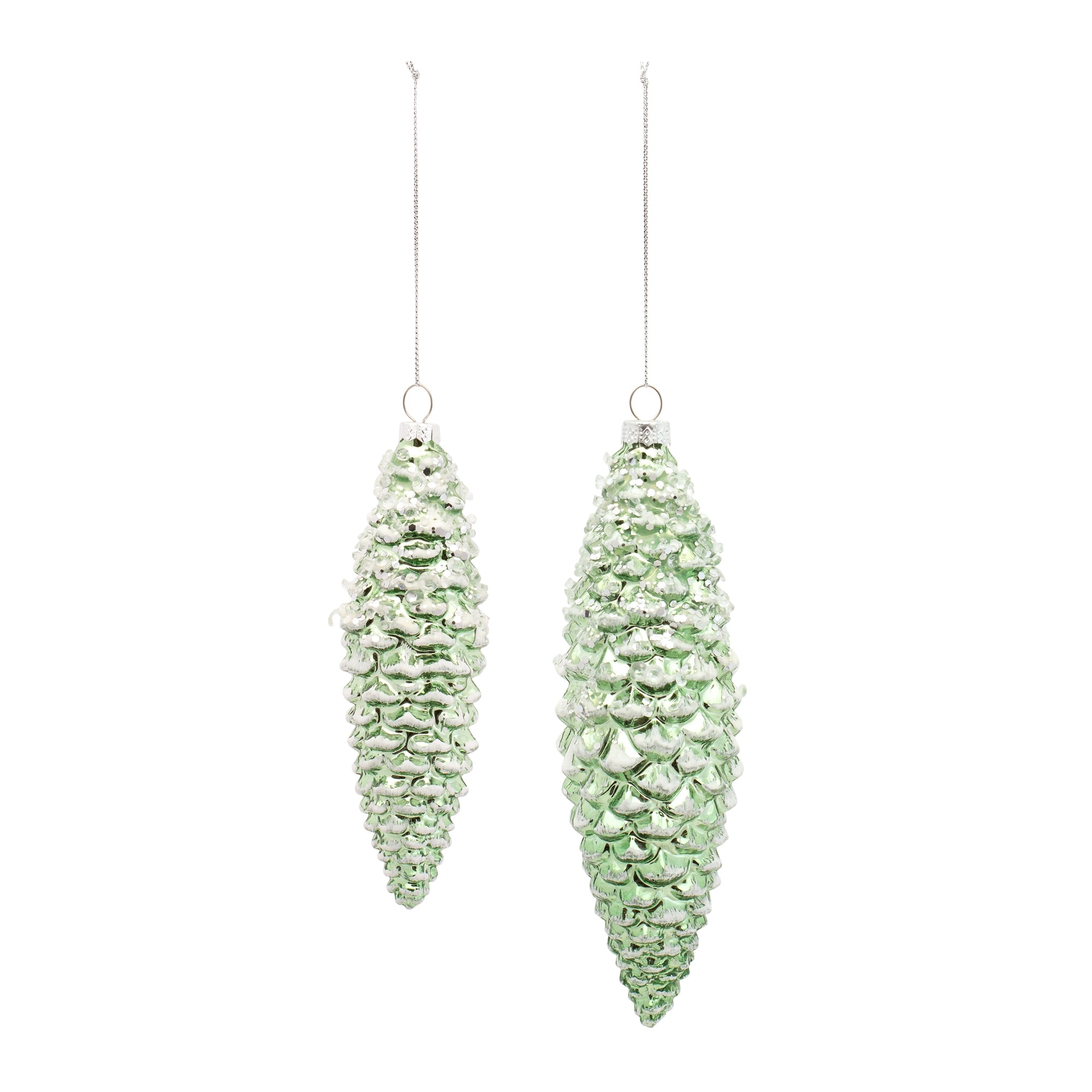 Pine Cone Ornament (Set of 2) 6.25"H, 8"H Glass