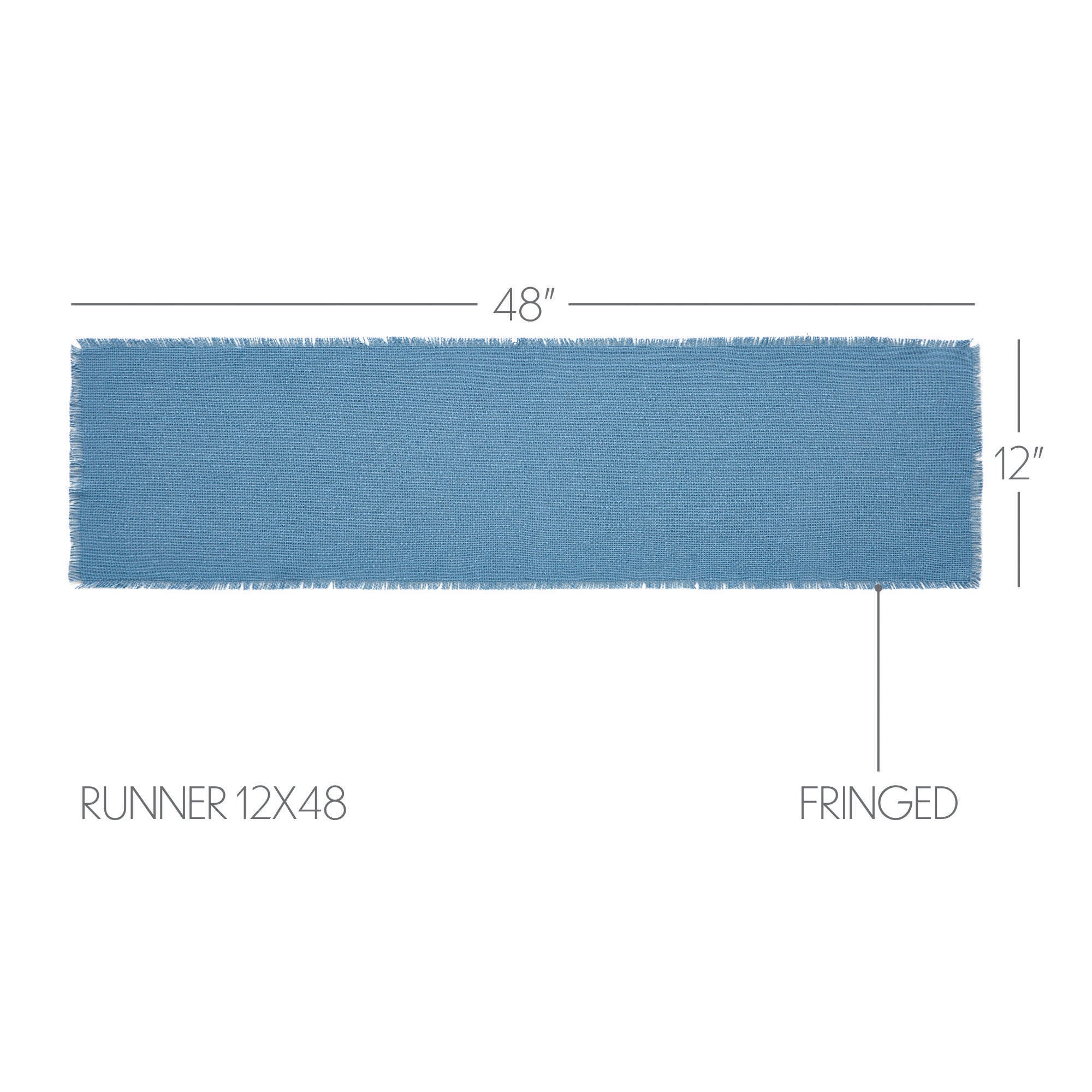 Burlap Blue Runner Fringed 12x48