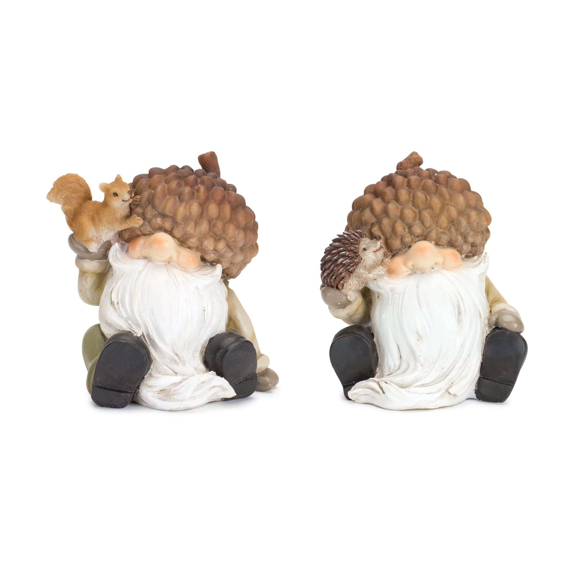 Harvest Gnome Figurine with Acorn Hat and Woodland Friends (Set of 2)