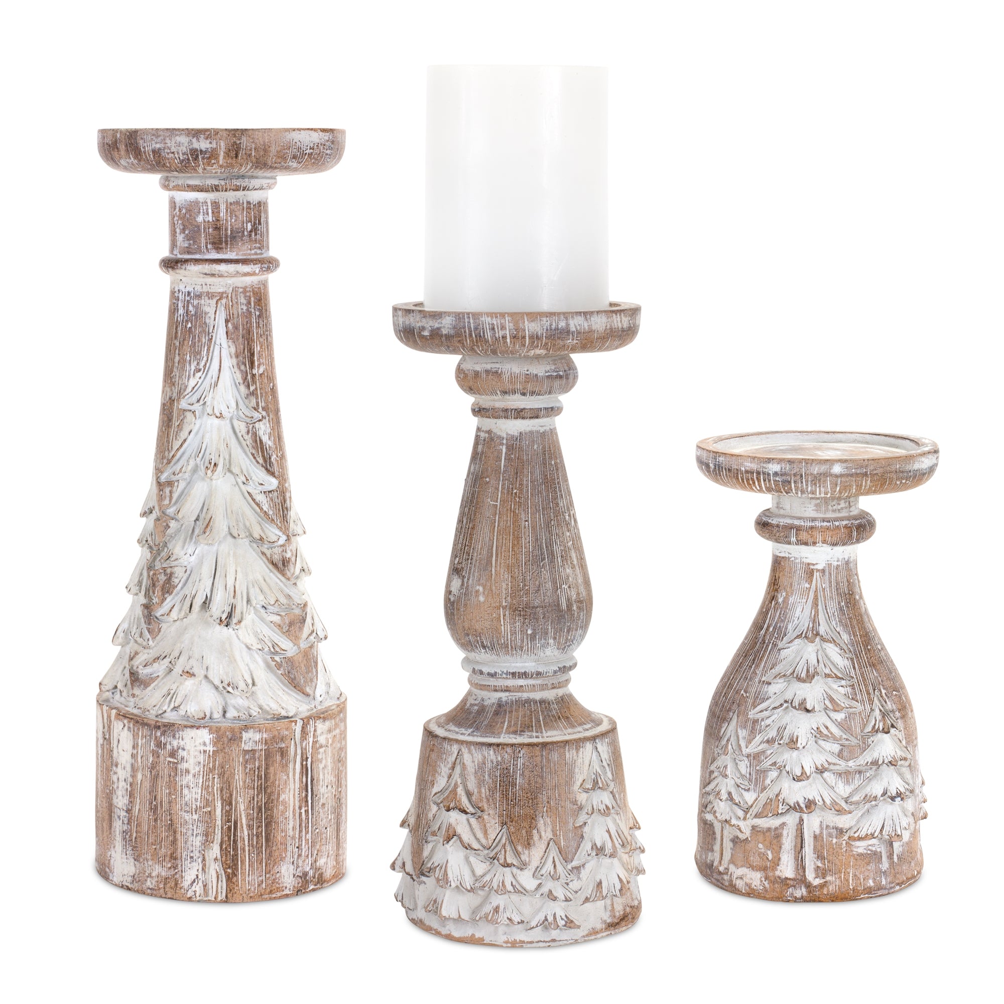 Candle Holder (Set of 3) 7.25"H, 10"H, 12.25"H Resin