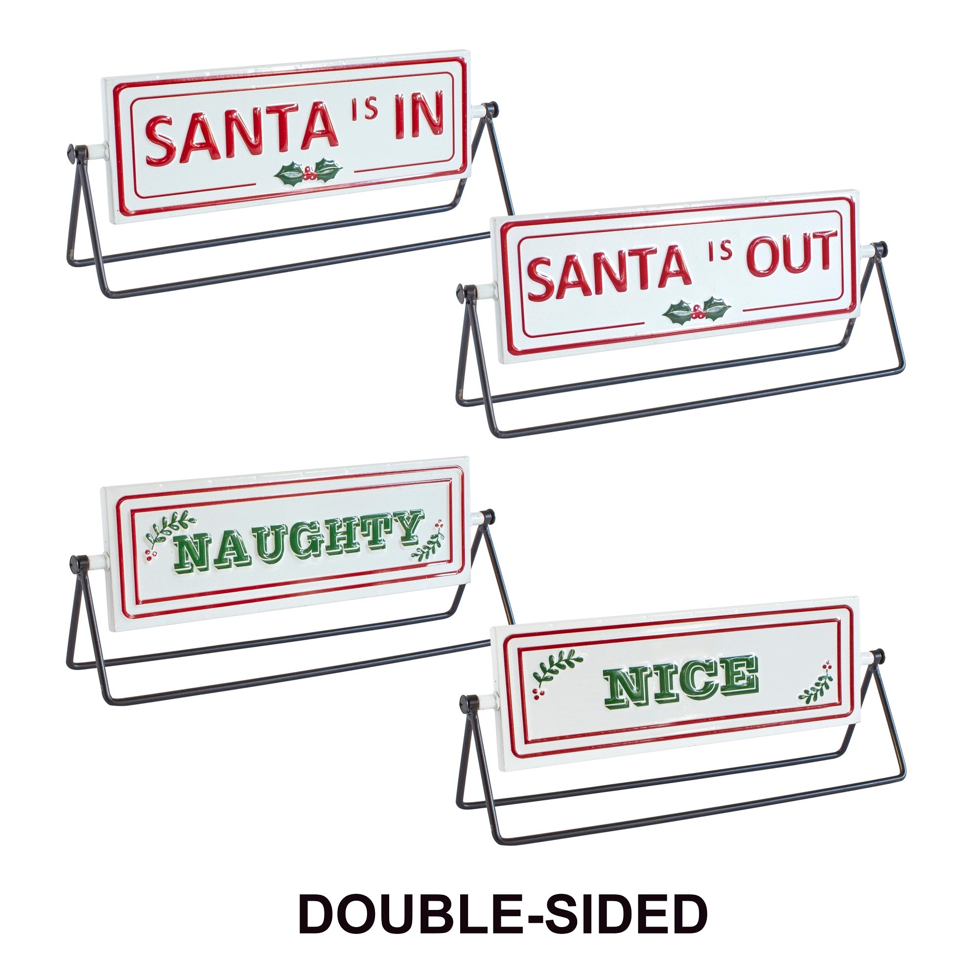 Reversible Christmas Sentiment Metal Table Sign (Set of 2)