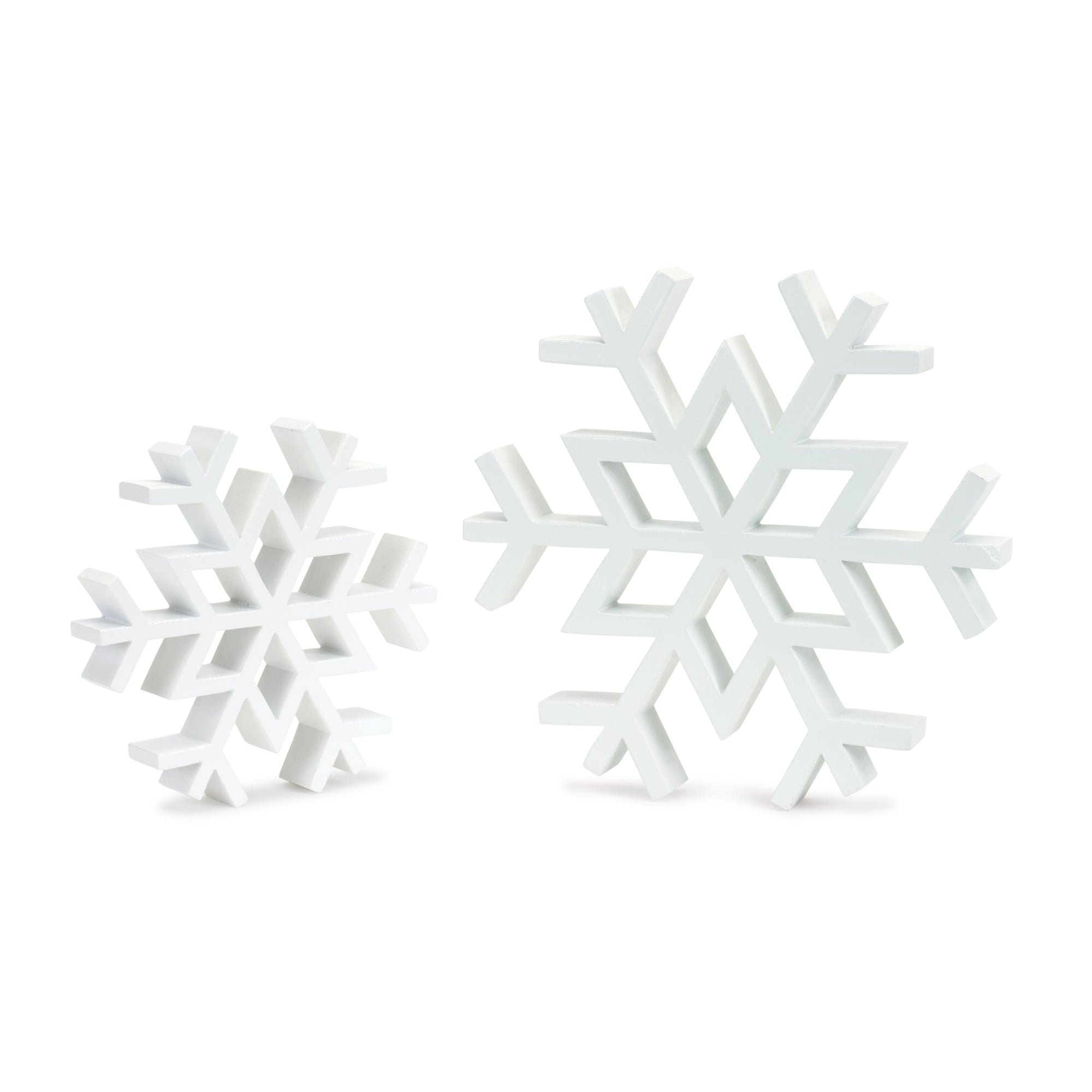 Snowflake (Set of 2) 6.5"H, 9.25"H Wood