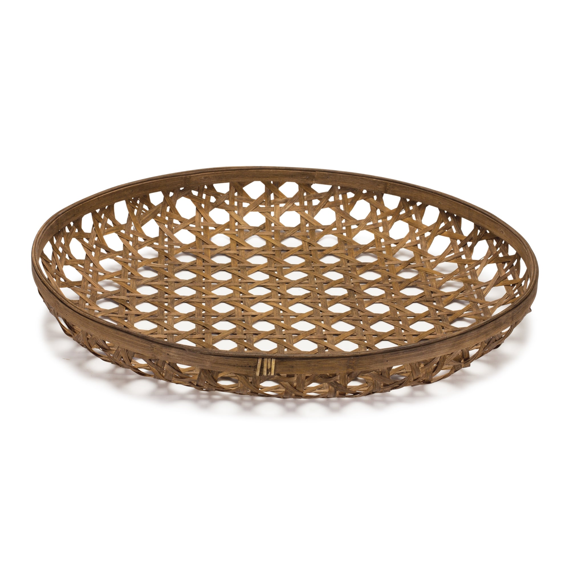 Large Round Bamboo Wooden Tray 26"D