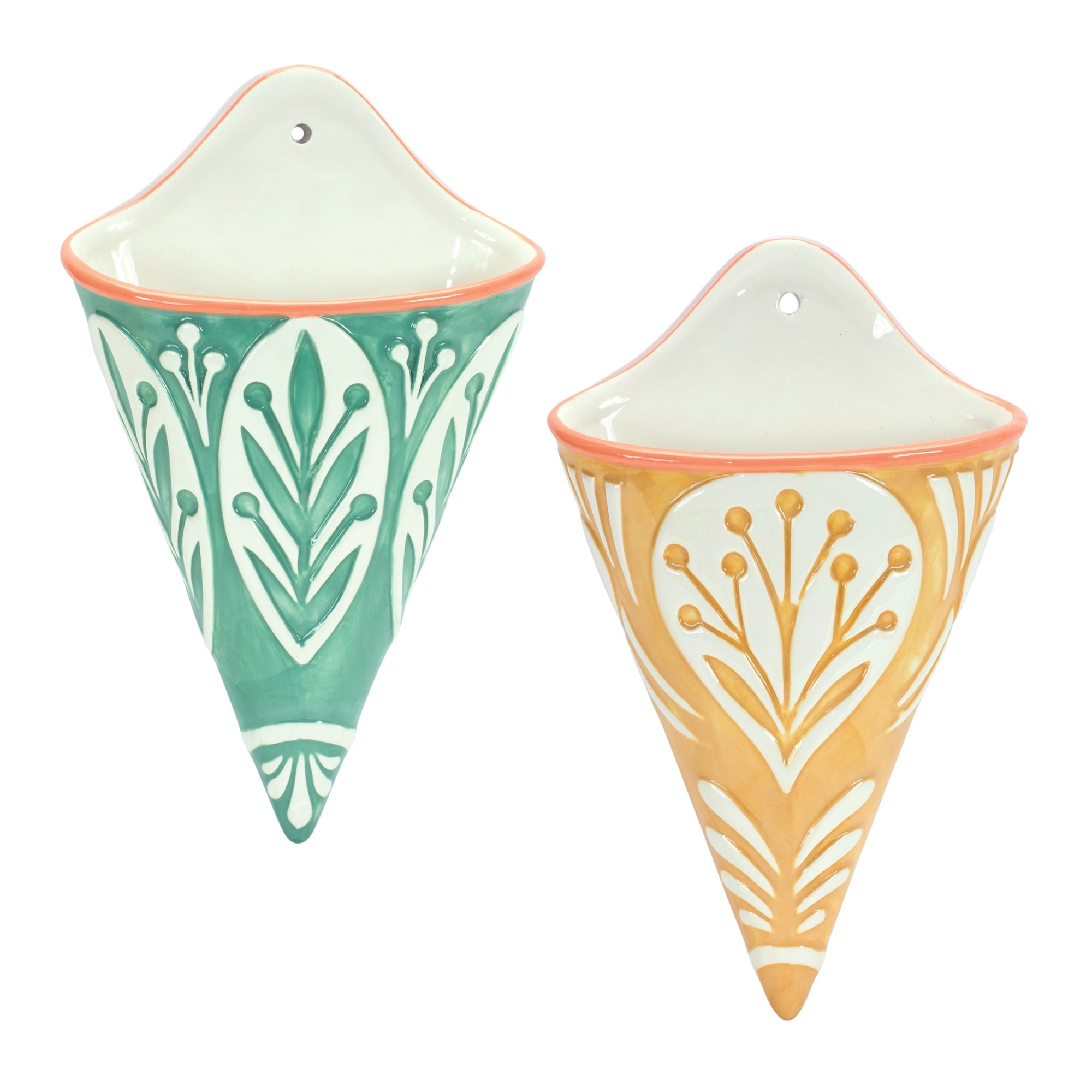 Wall Pocket (2 Asst) 6.25"L x 10.5"H Ceramic