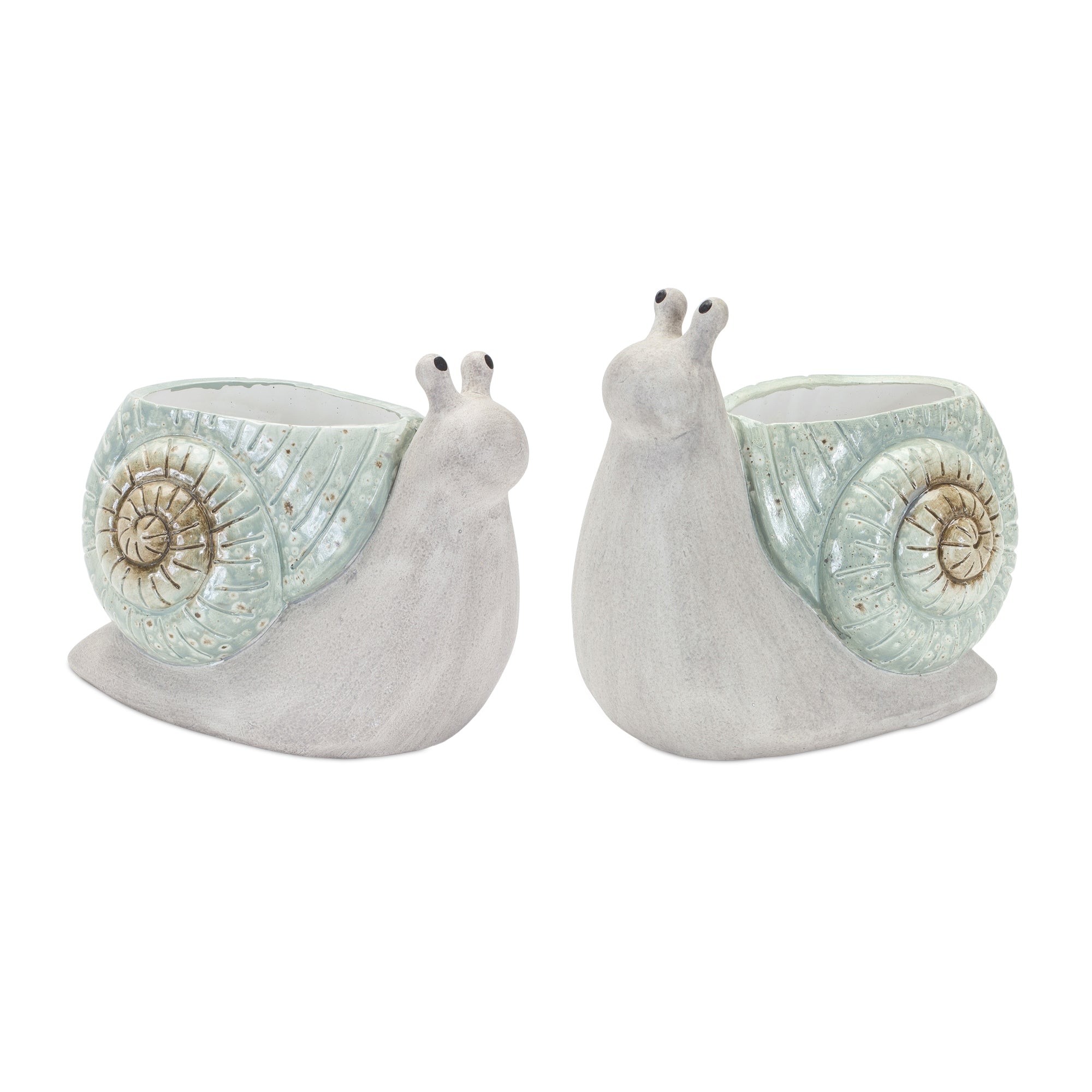 Whimsical Terra Cotta Garden Snail Planter (Set of 2)