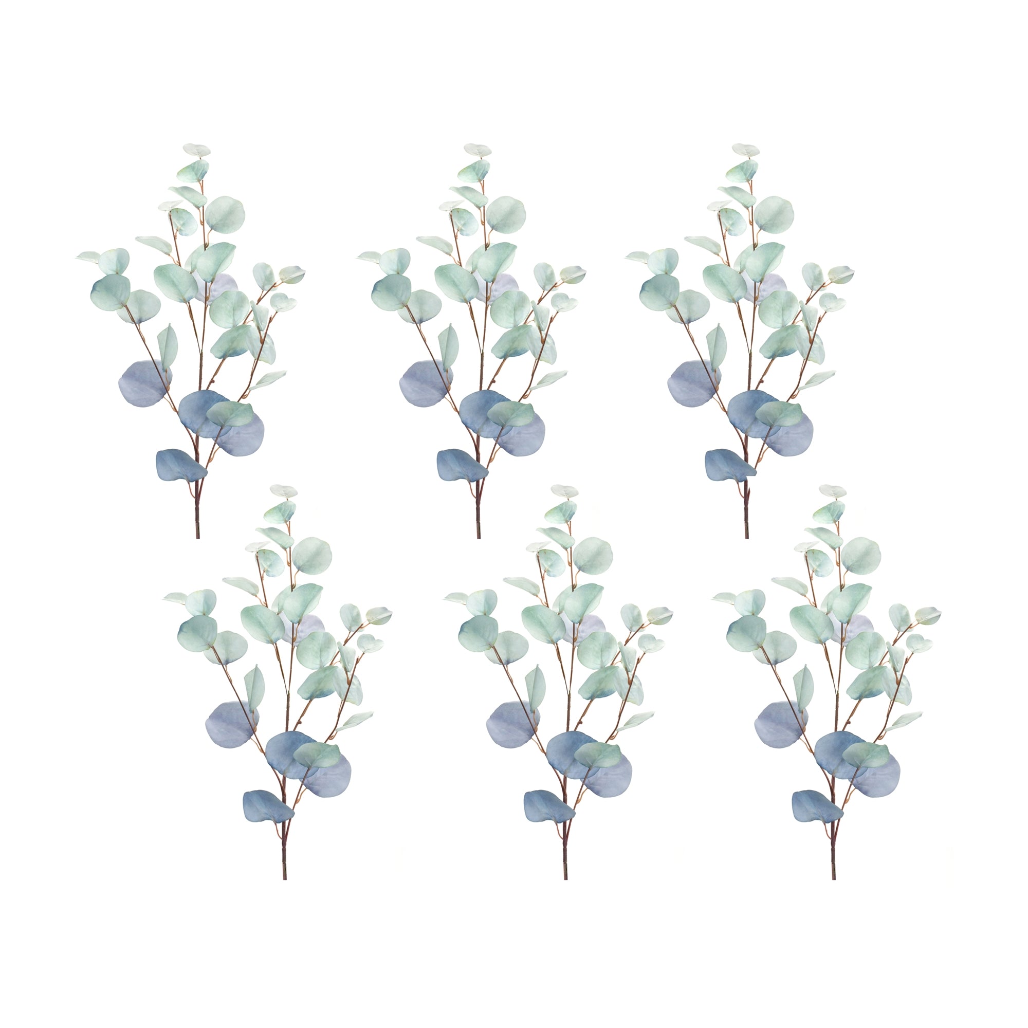 Blue Silver Dollar Eucalyptus Leaf Spray (Set of 6)