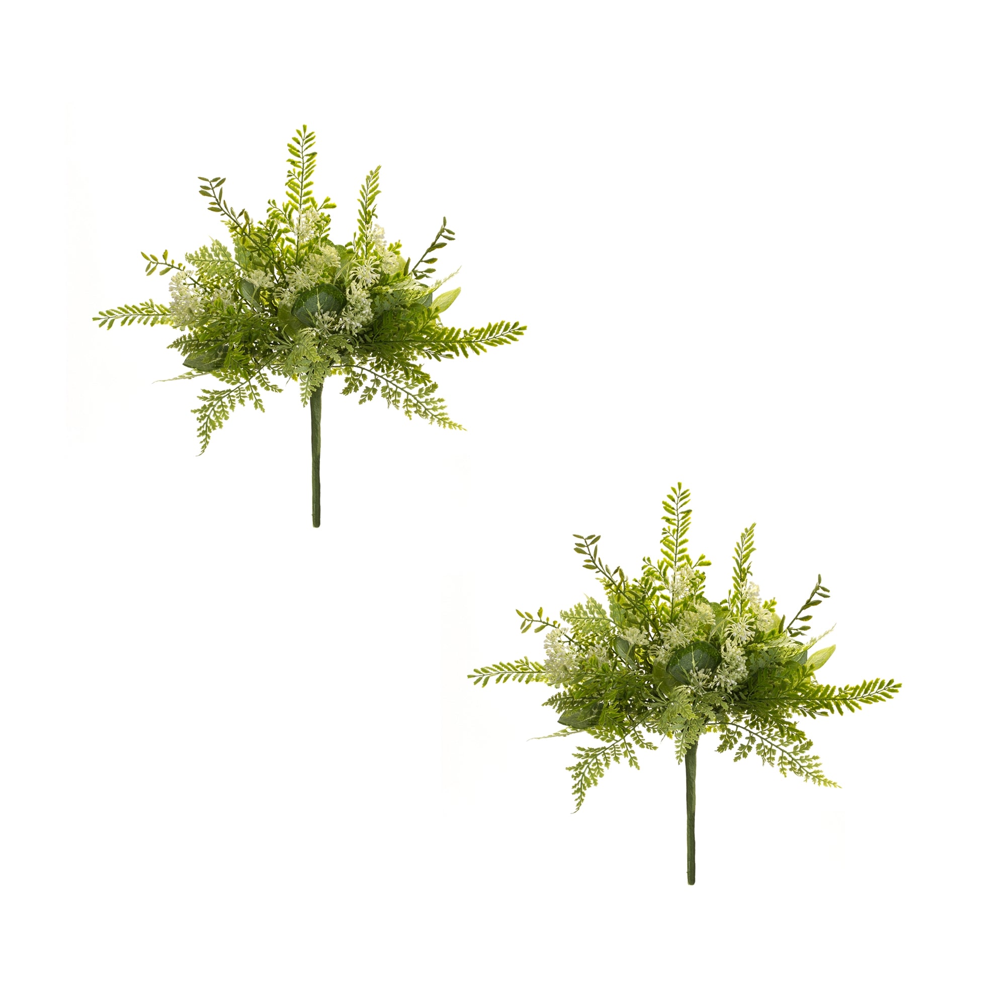 Fern and Eucalyptus Foliage Bush with Queen Anne Accent (Set of 2)