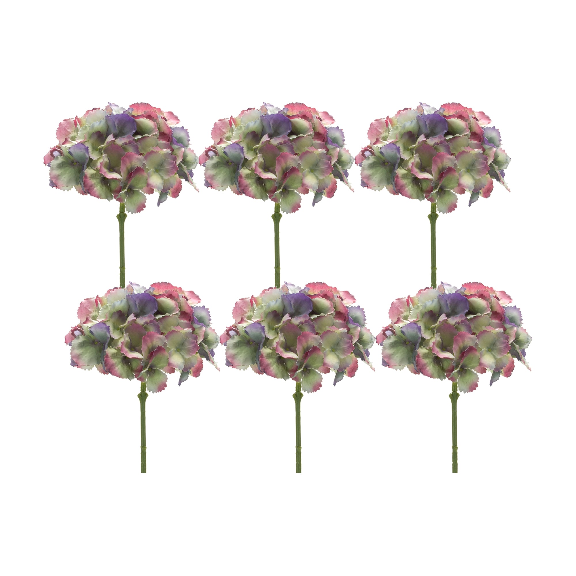 Varigated Lavender and Pink Hydrangea Flower Stem (Set of 6)