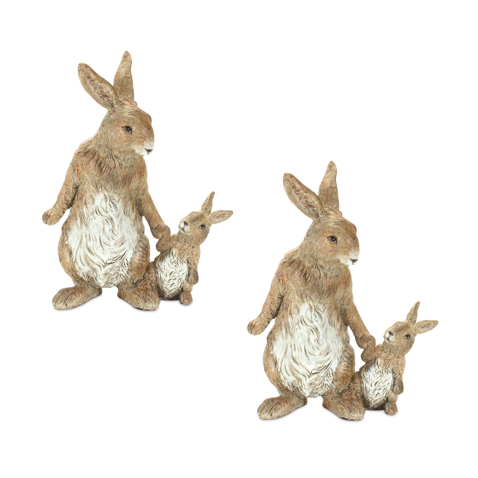 Stone Mother Rabbit and Baby Bunny Figurine (Set of 2)