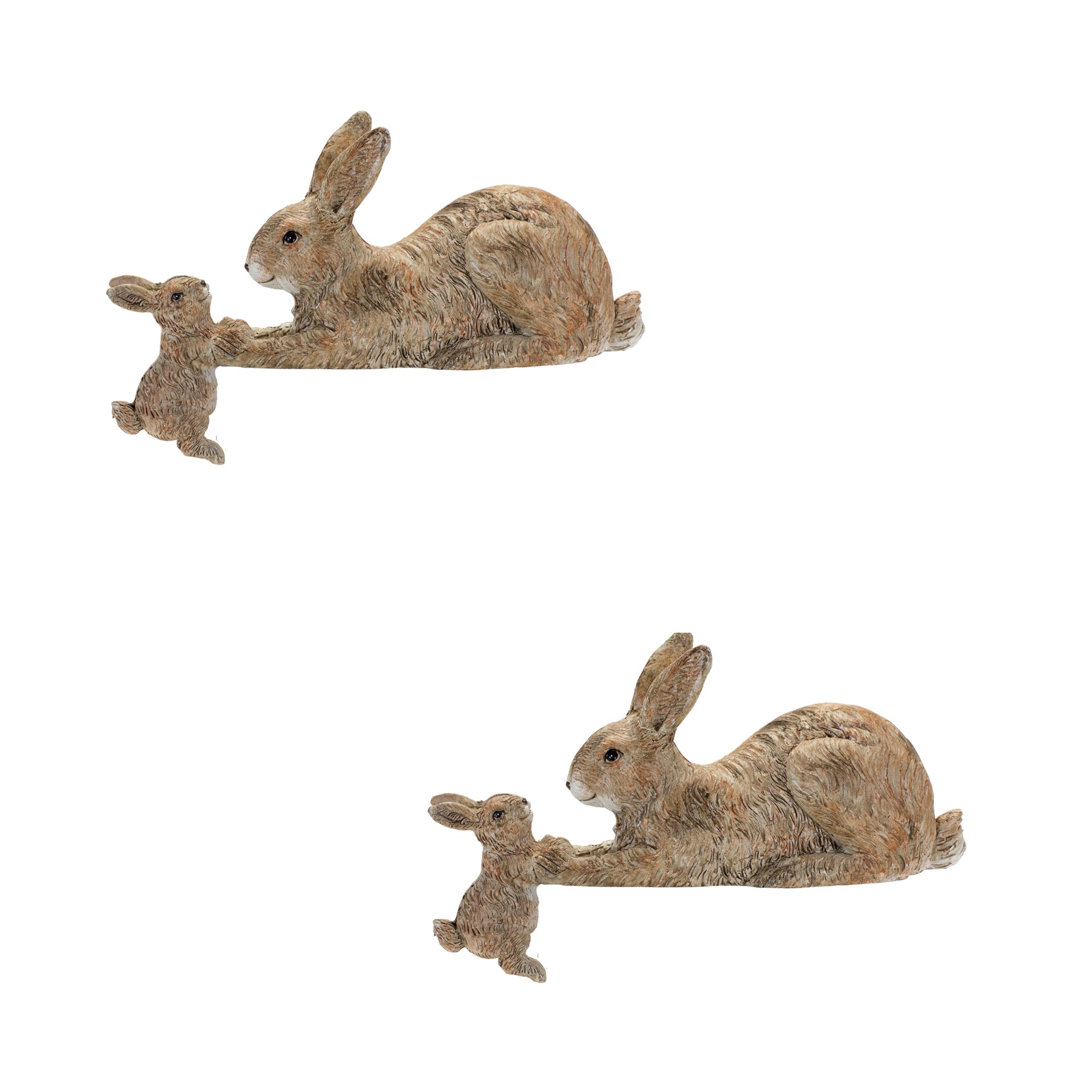 Stone Mother Rabbit and Baby Bunny Self Sitter (Set of 2)