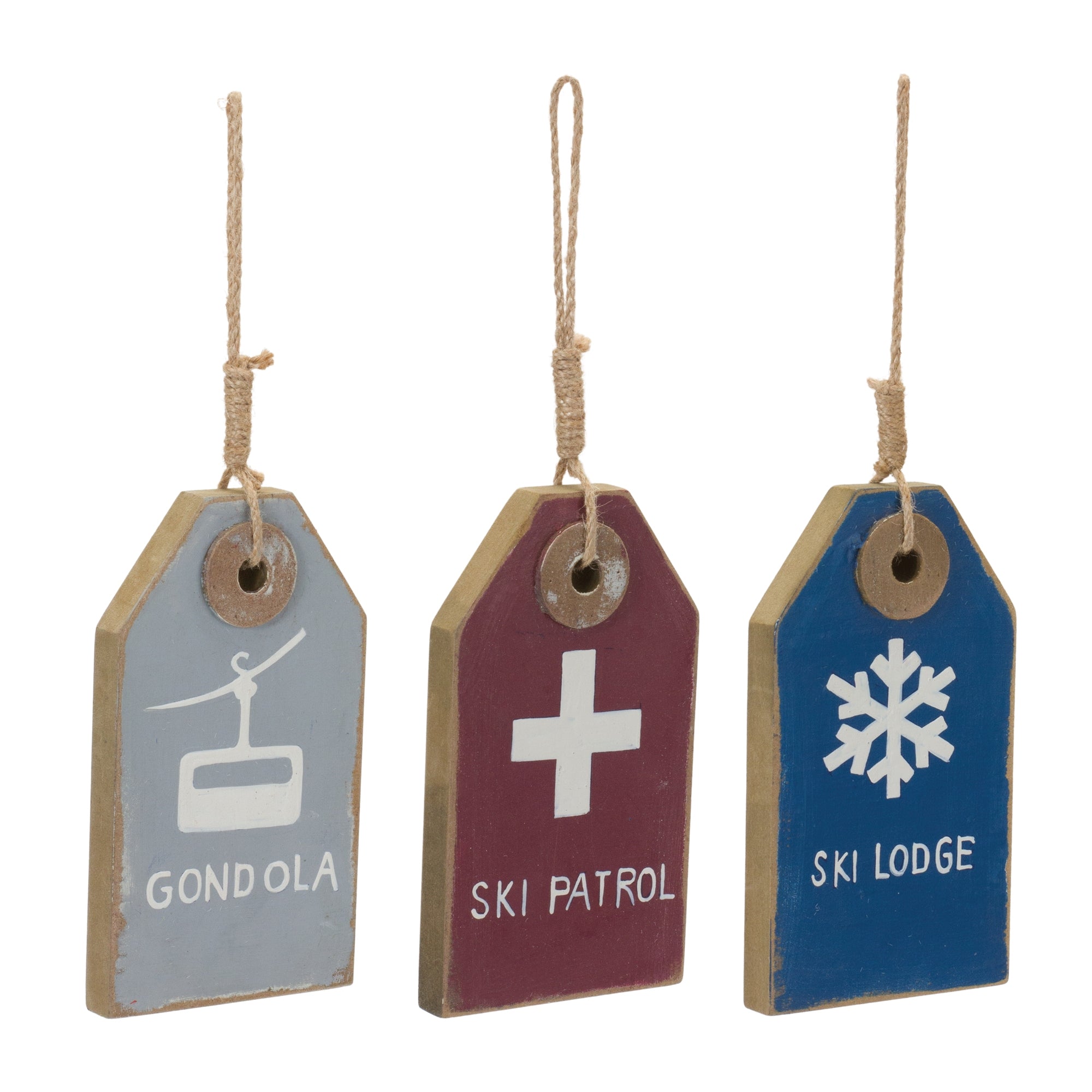 Wood Ski Tag Ornament (Set of 12)