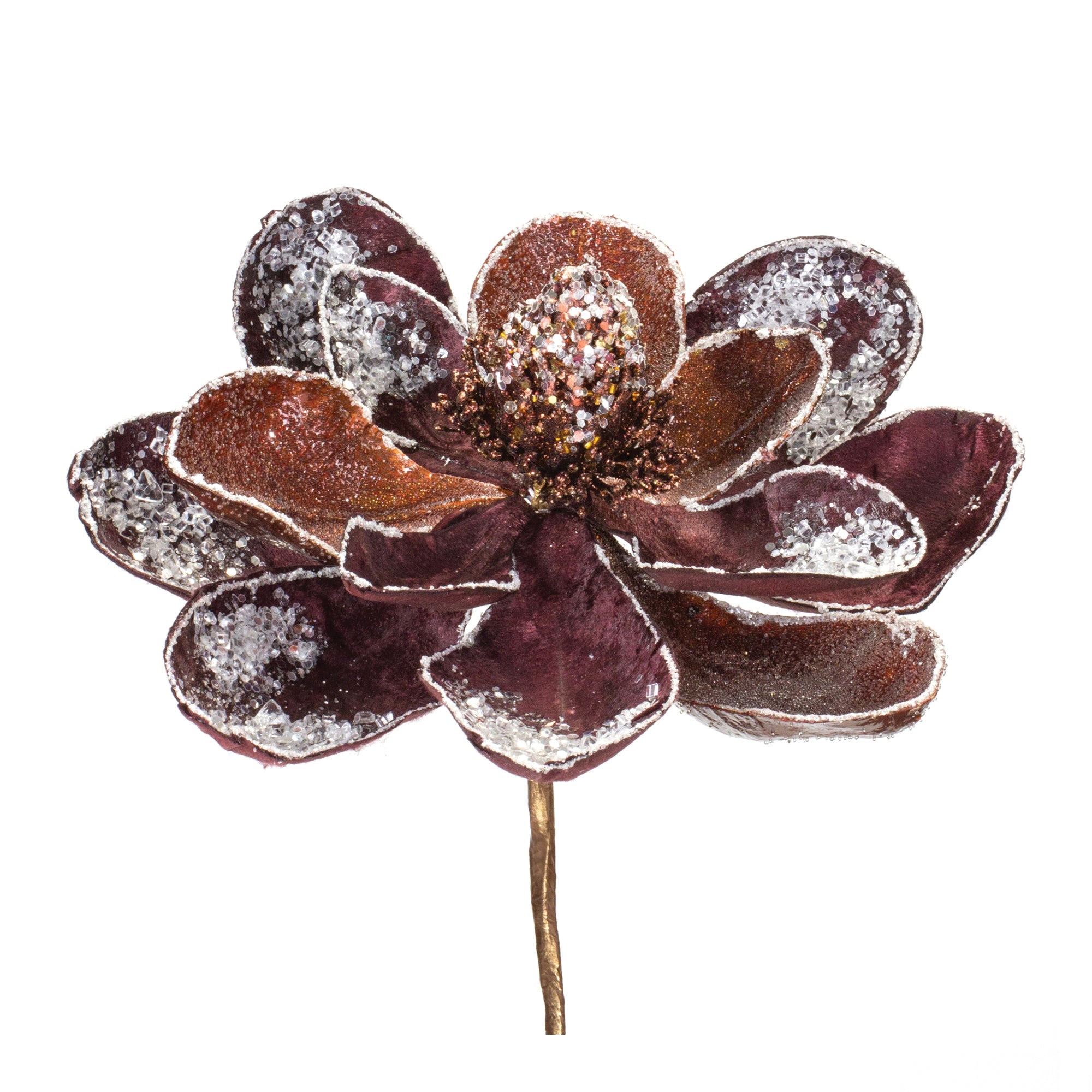 Glittered Magnolia Flower Stem (Set of 2)