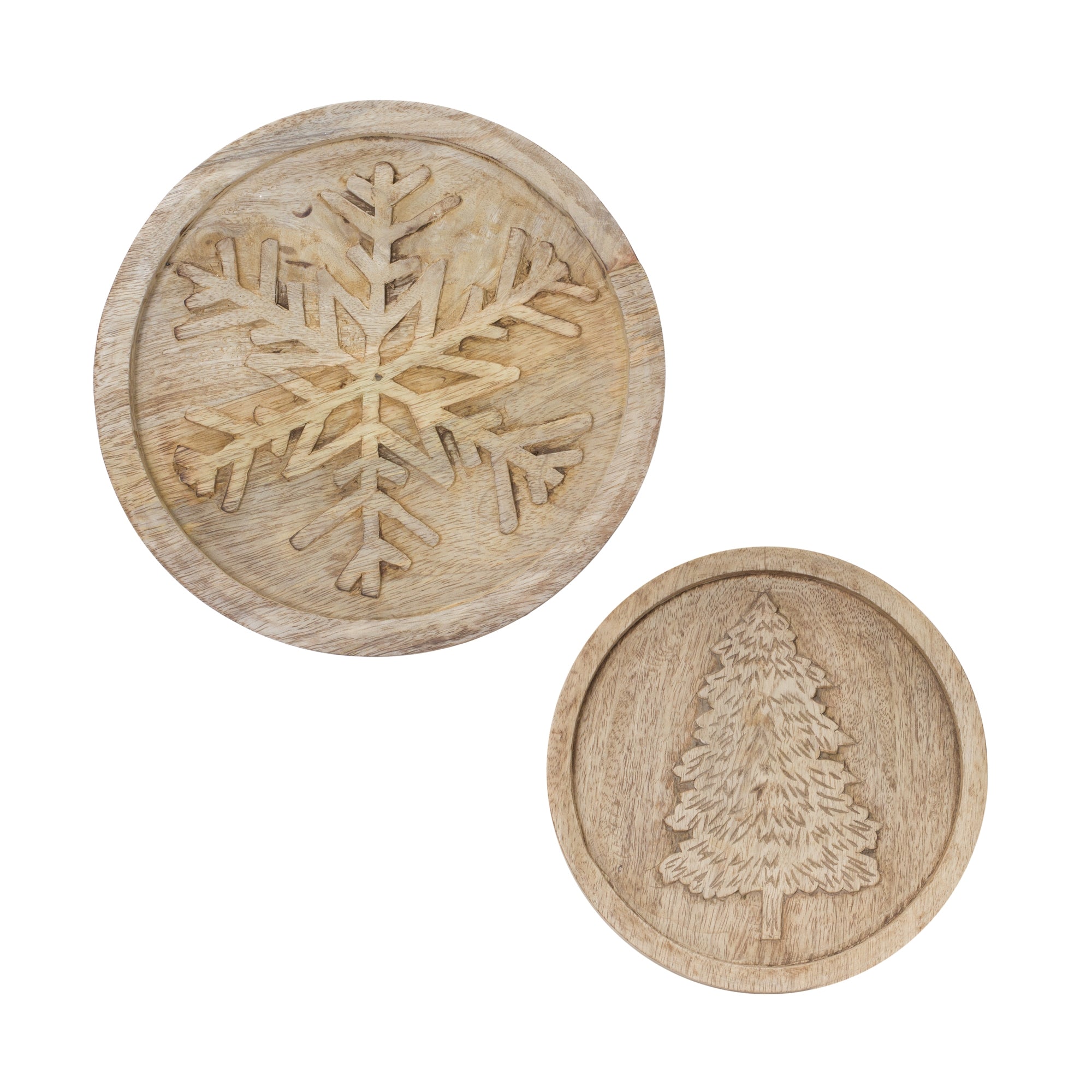 Natural Wood Holiday Trivet (Set of 2)