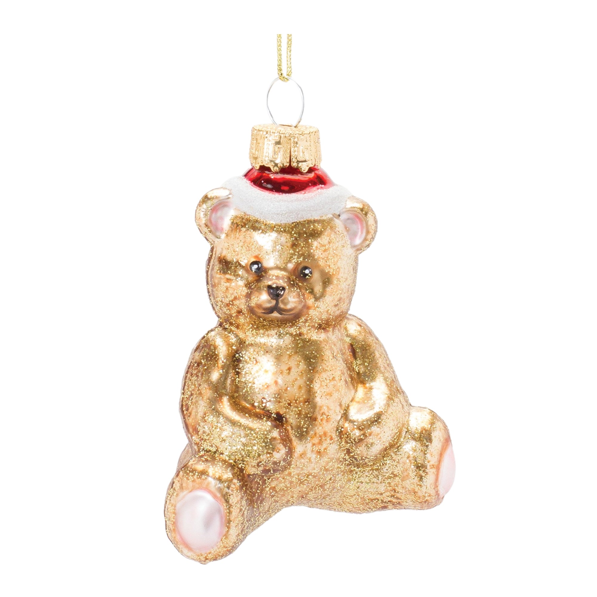 Teddy Bear Ornament 3.75”H Glass