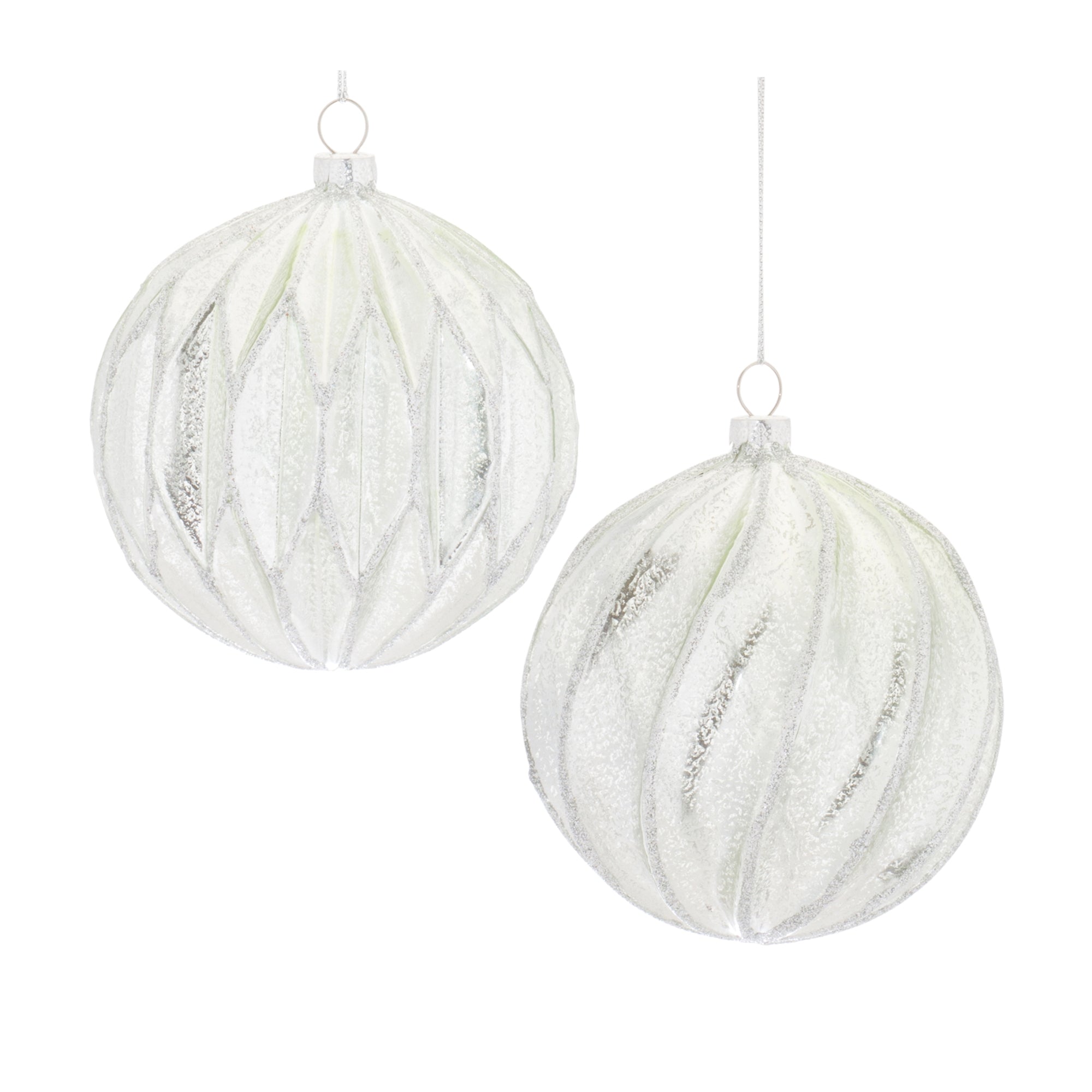 Ribbed Mercury Glass Ball Ornament (Set of 6)