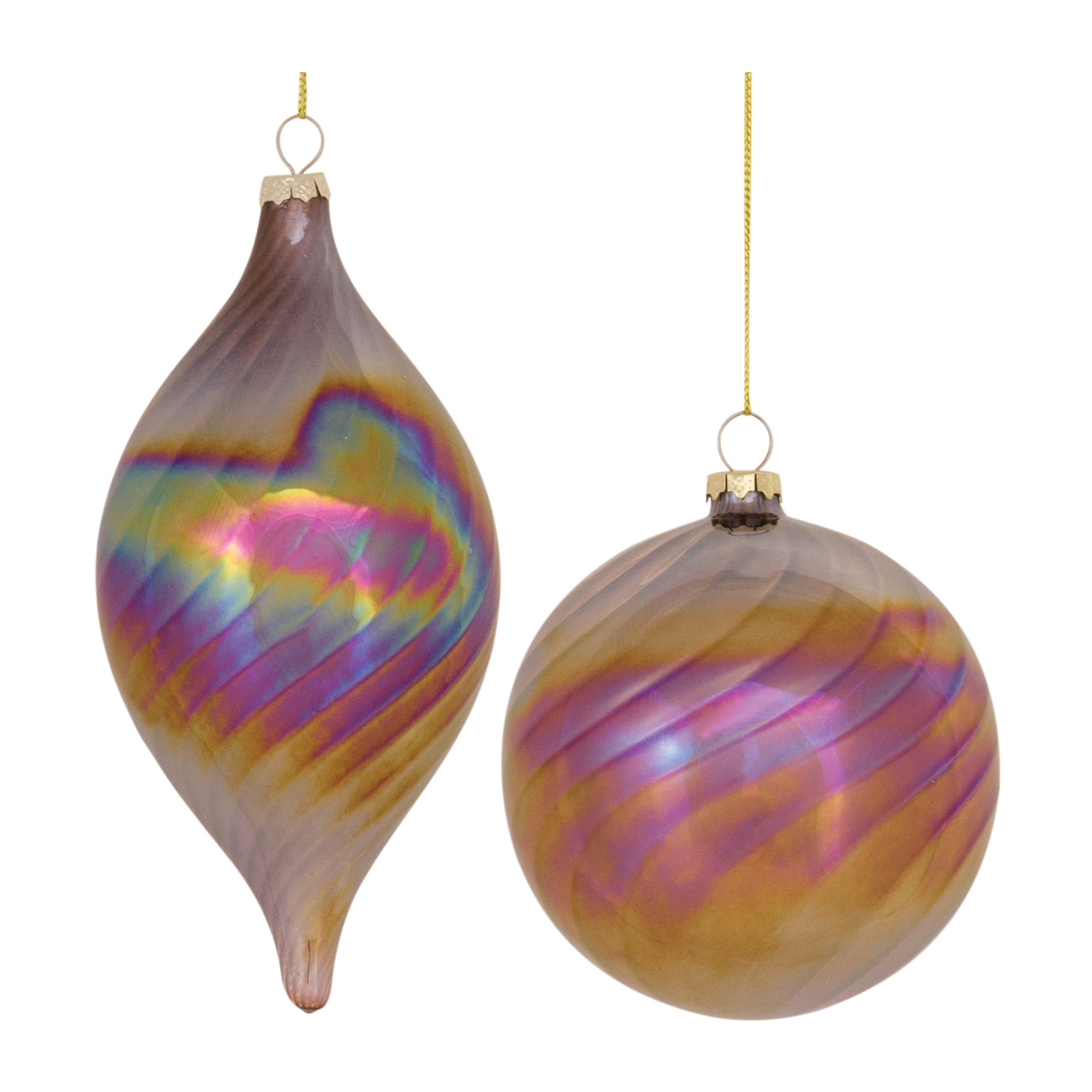 Irredescent Glass Swirl Ornament (Set of 6)