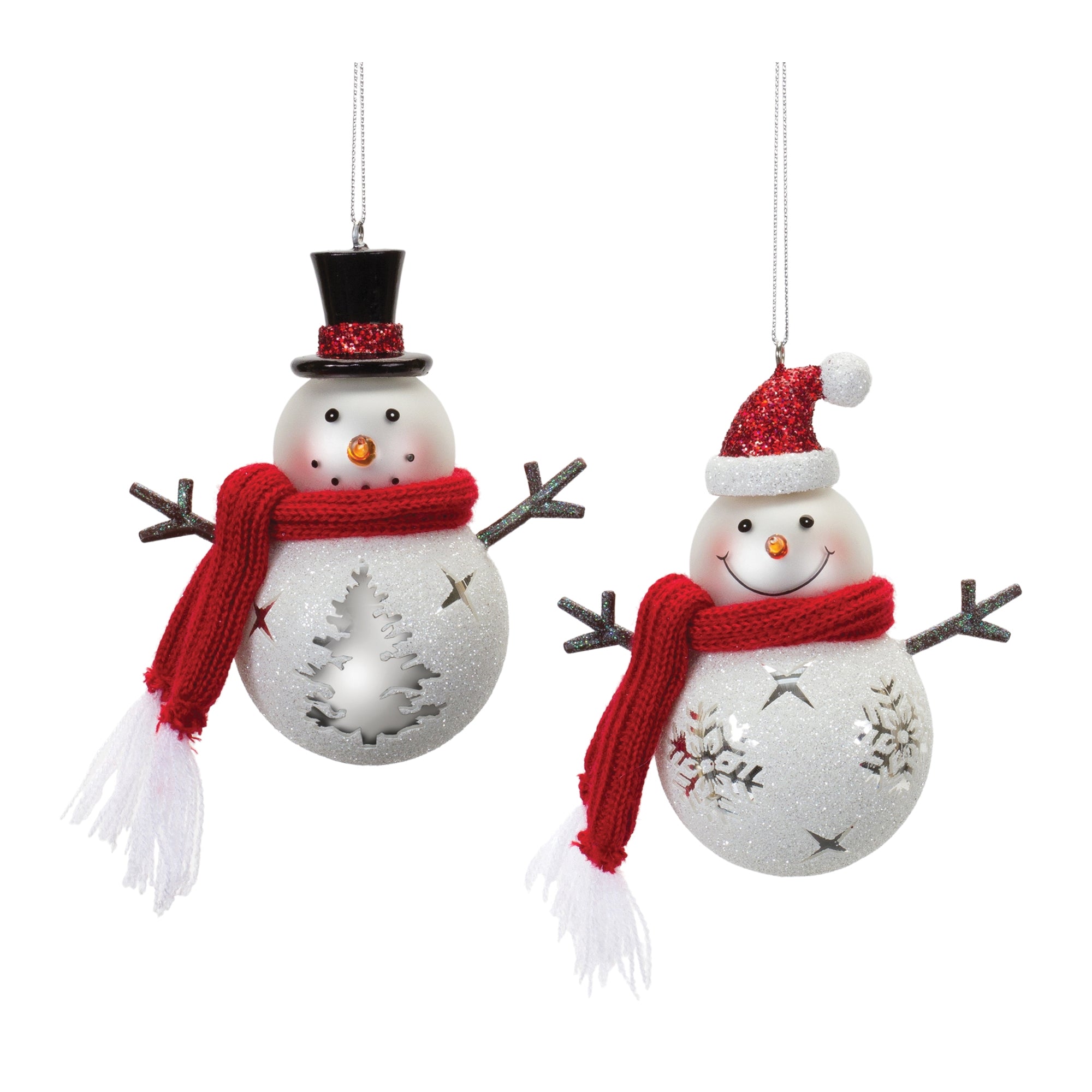 Glittered Glass Snowman Ornament (Set of 6)