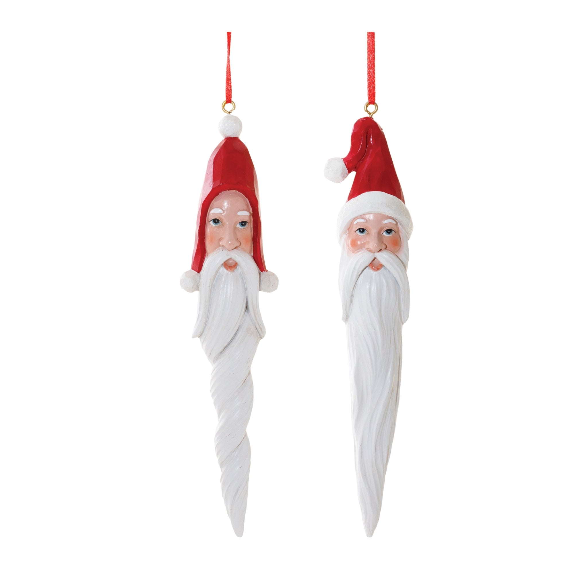 Carved Santa Drop Ornament (Set of 6)