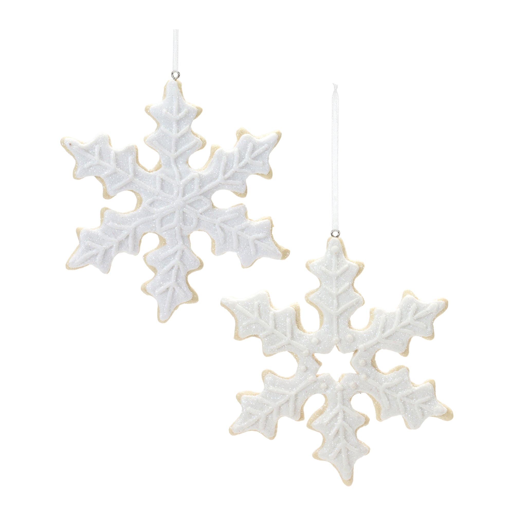 Snowflake Cookie Ornament (2 Asst) 5.5”H Clay Dough