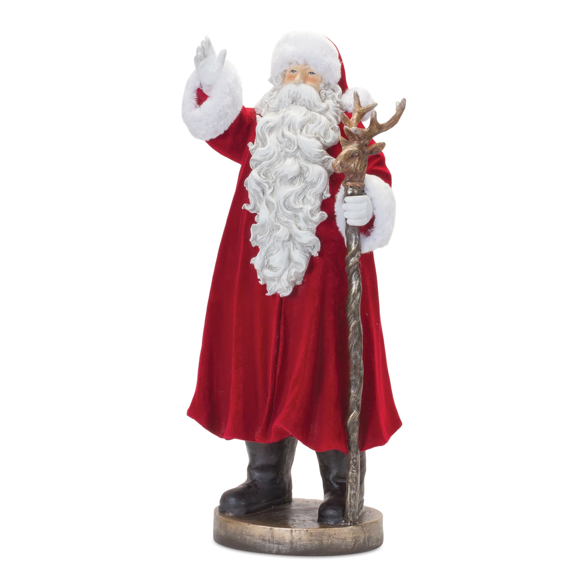 Santa w/Walking Stick 25.5”H Resin