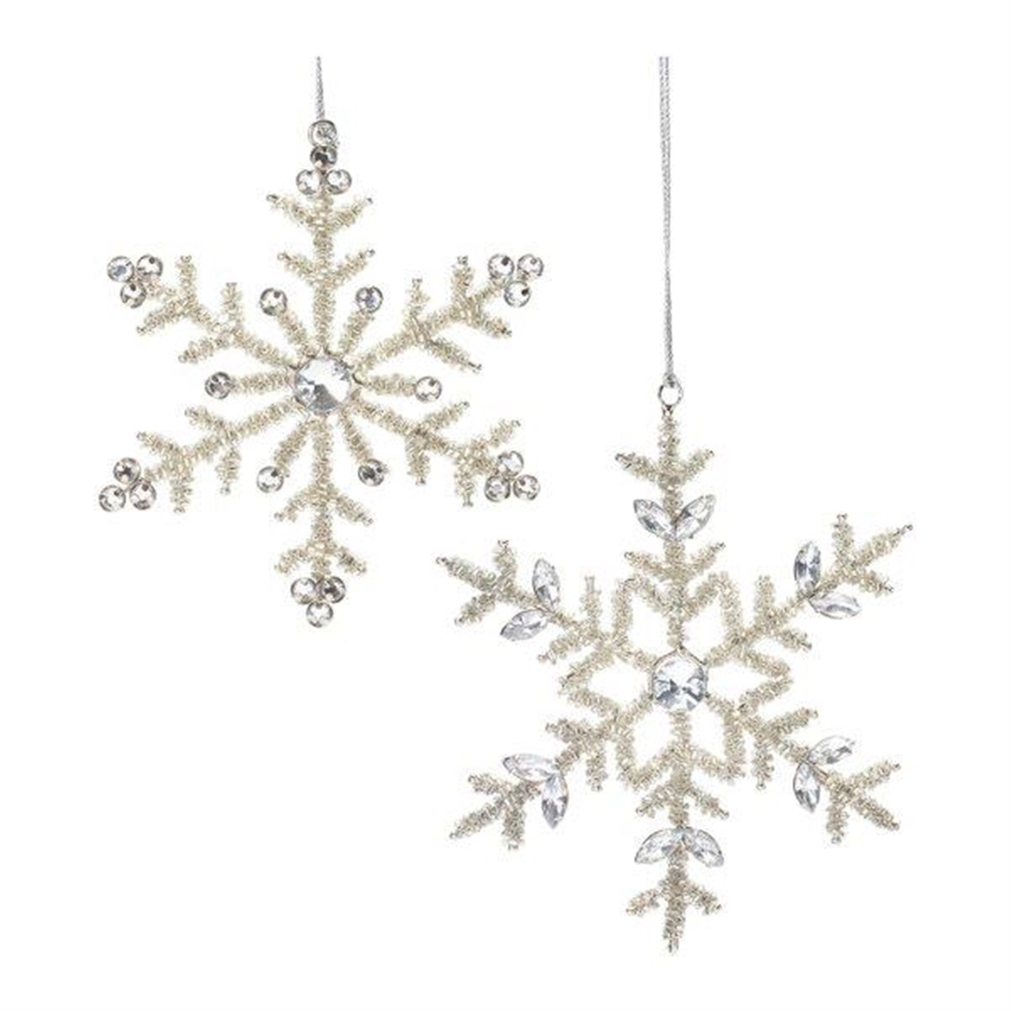 Jeweled Metal Snowflake Ornament (Set of 12)