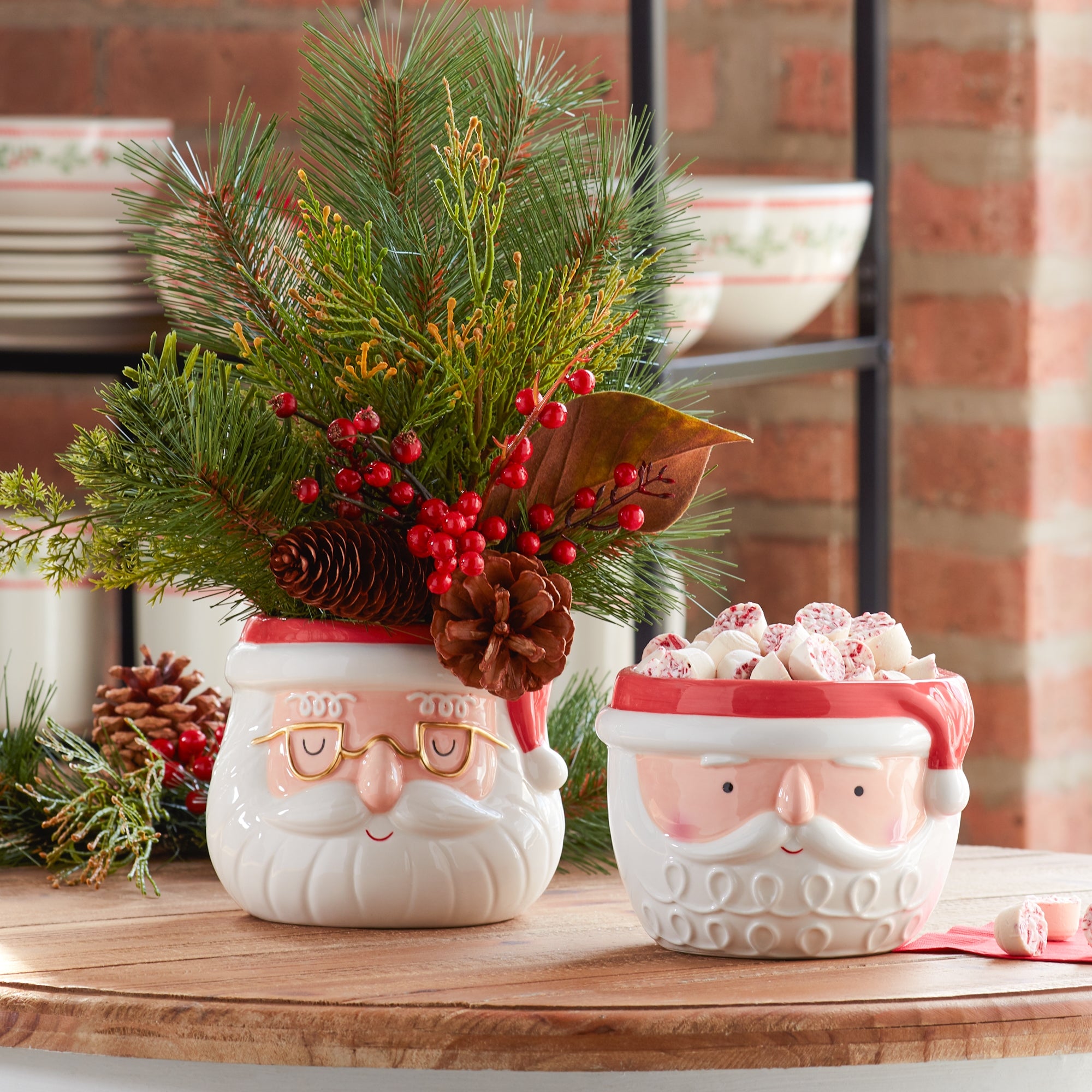 Ceramic Santa Planter (S/2)