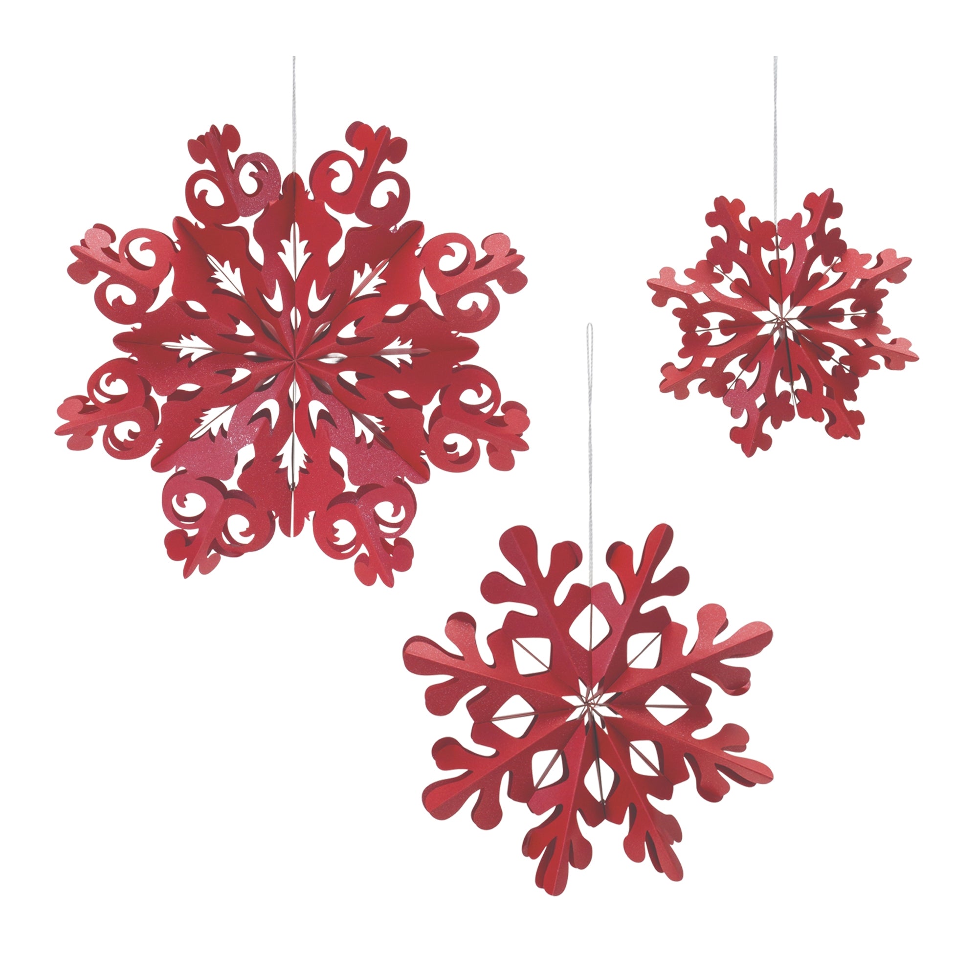 Snowflake Ornament (Set of 3) 7.75"H, 11.75"H, 15.75"H Paper)