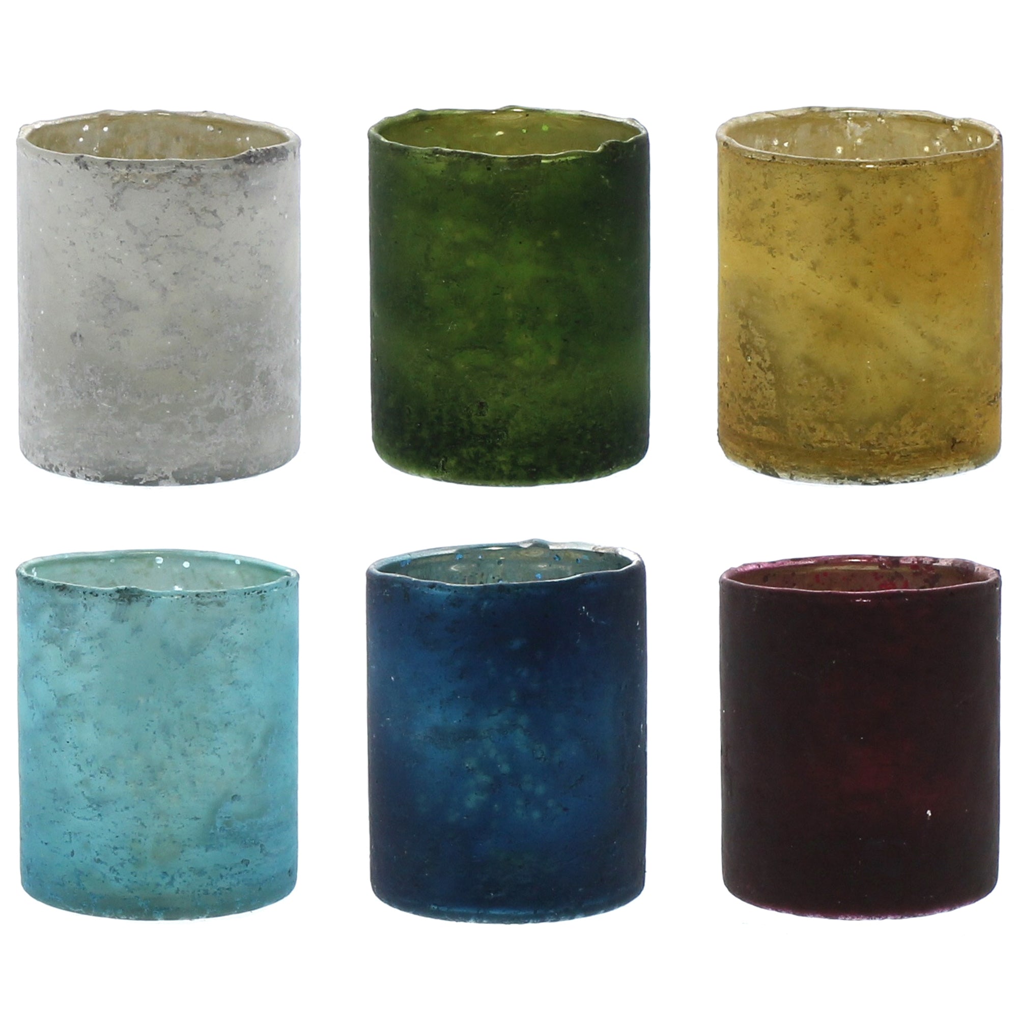 Glass Votive - Set of 6, Assorted Colors - 6 colors, Assorted