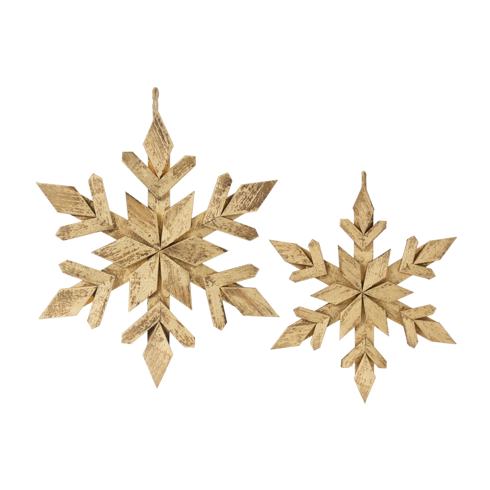 Snowflake Ornament (Set of 2) 14"H, 18"H Wood