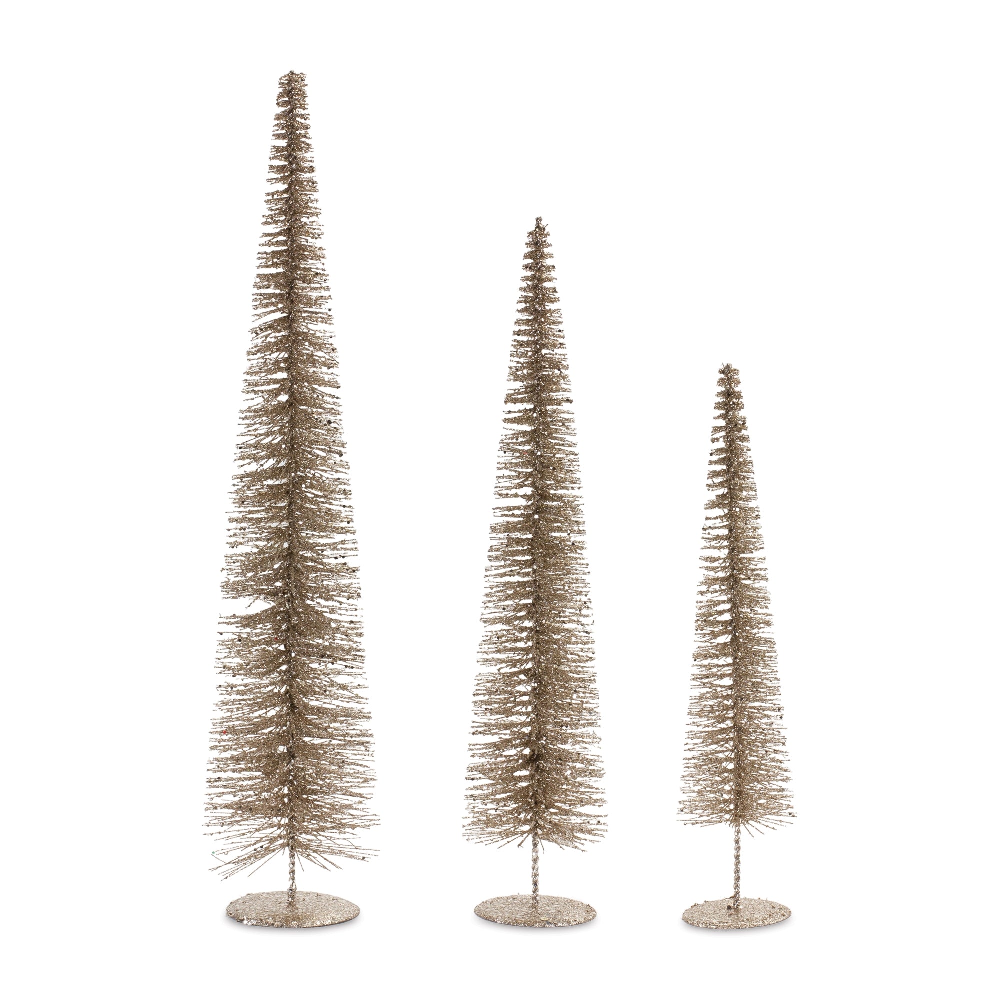 Gold Bottle Brush Pine Tree (Set of 6)