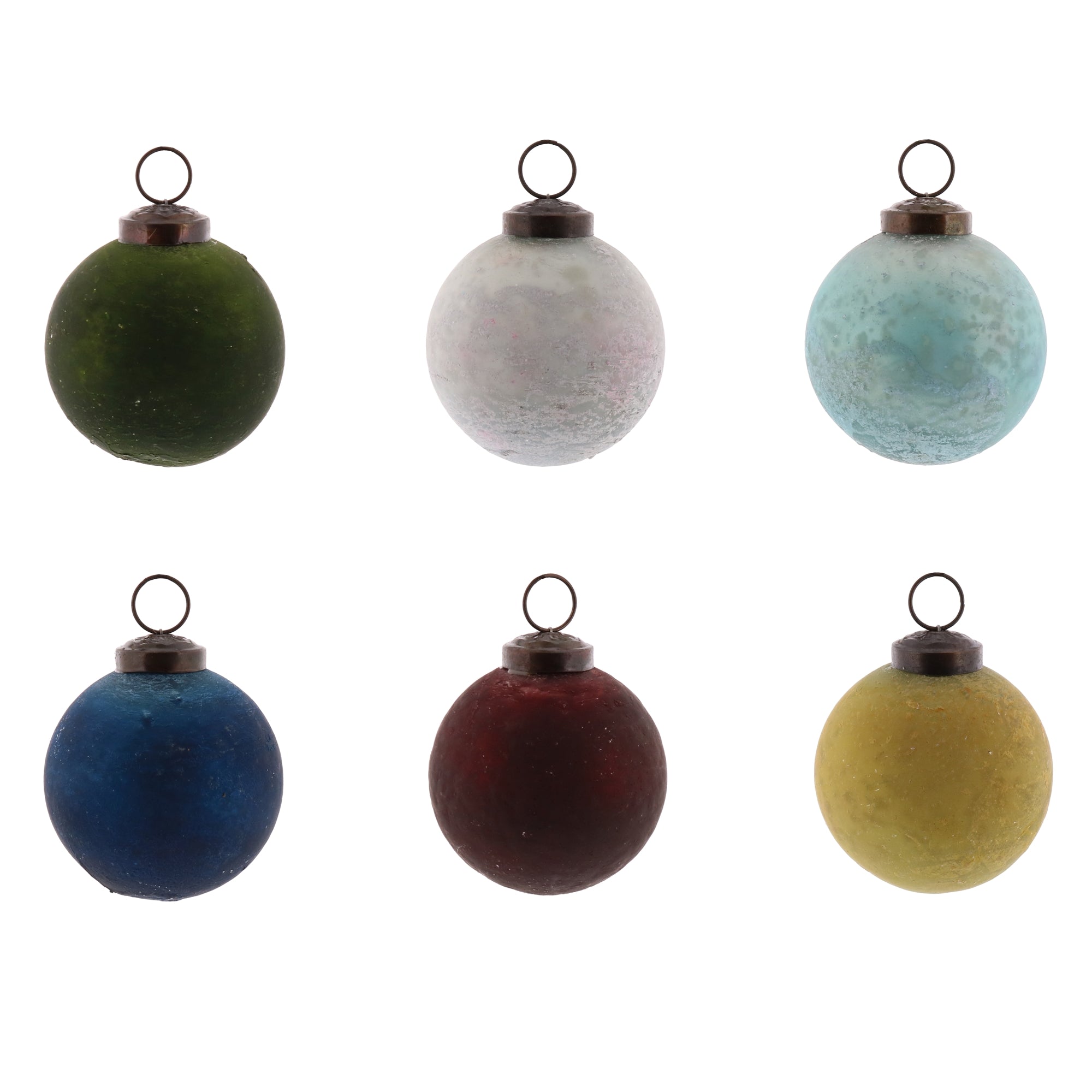 Frosted Glass Ornaments, Set of 6 Assorted Colors