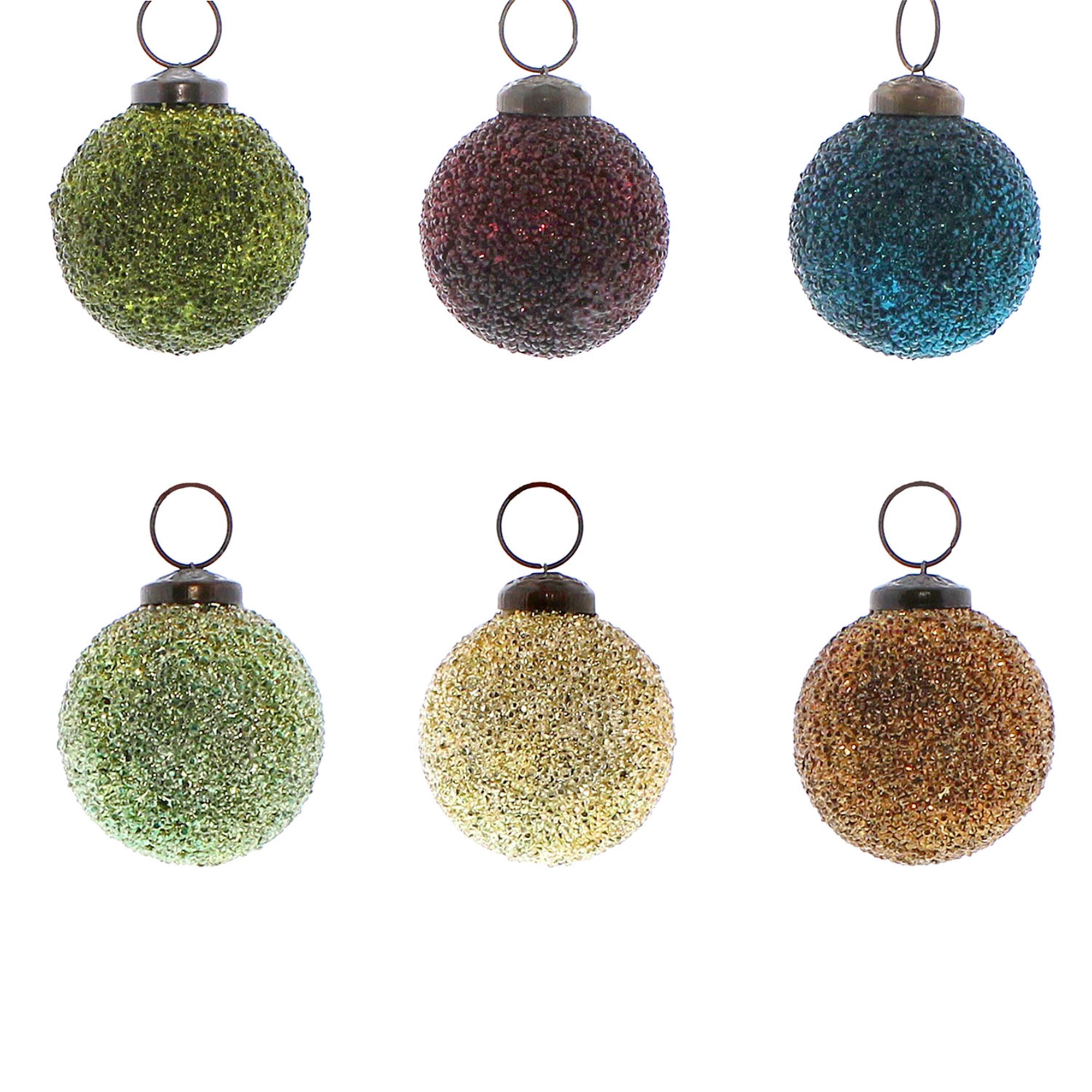 Crystalized Glass Ornament - Sm - Set of 6, Assorted Colors - 6 colors, Assorted