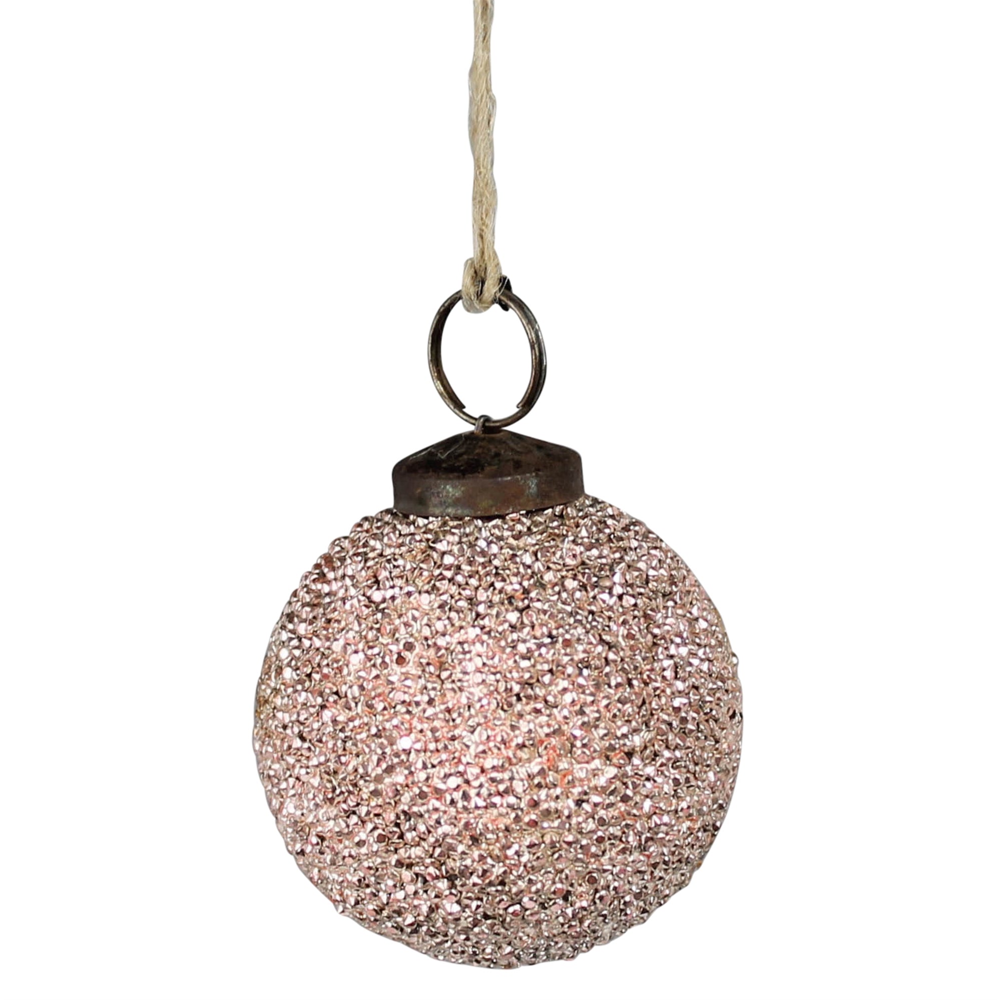 Crystalized Glass Ornament, Blush Pink - 2”