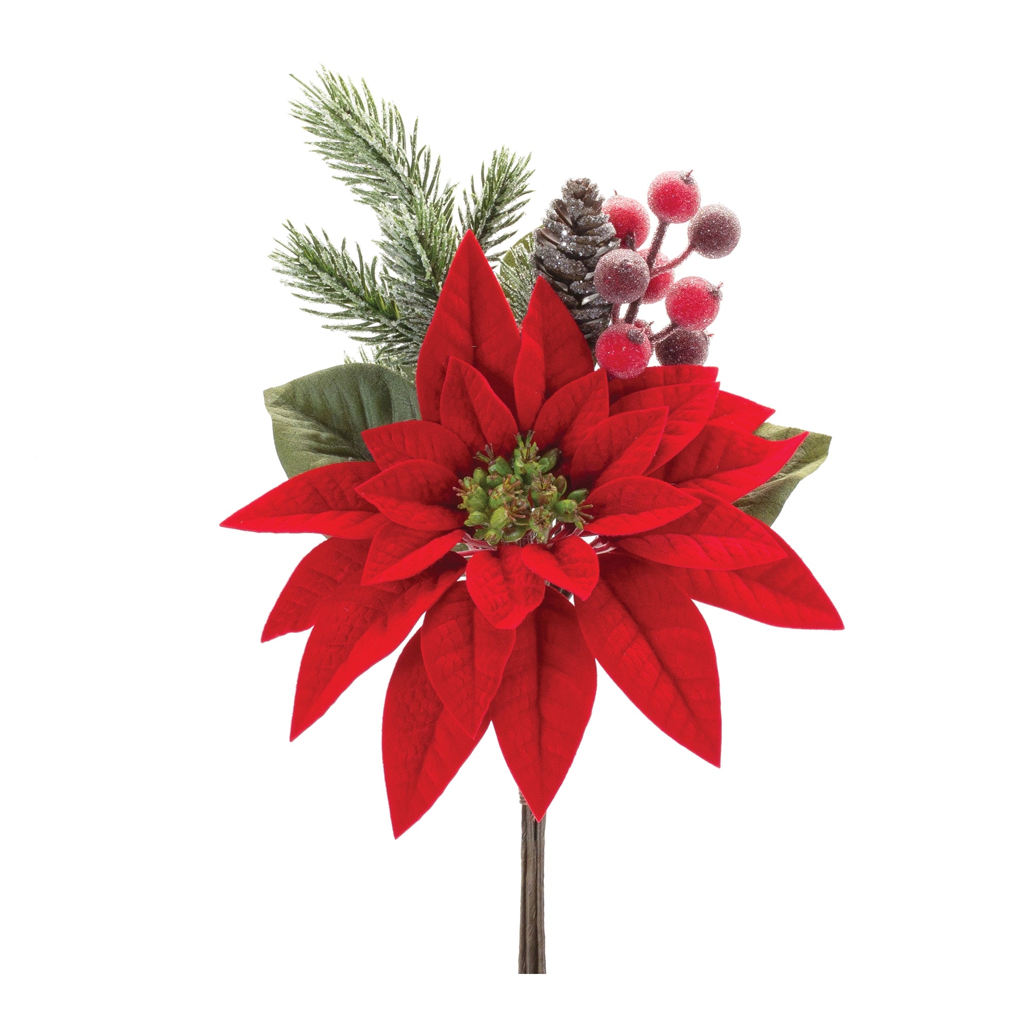 Poinsettia Flower Pick (Set of 2)