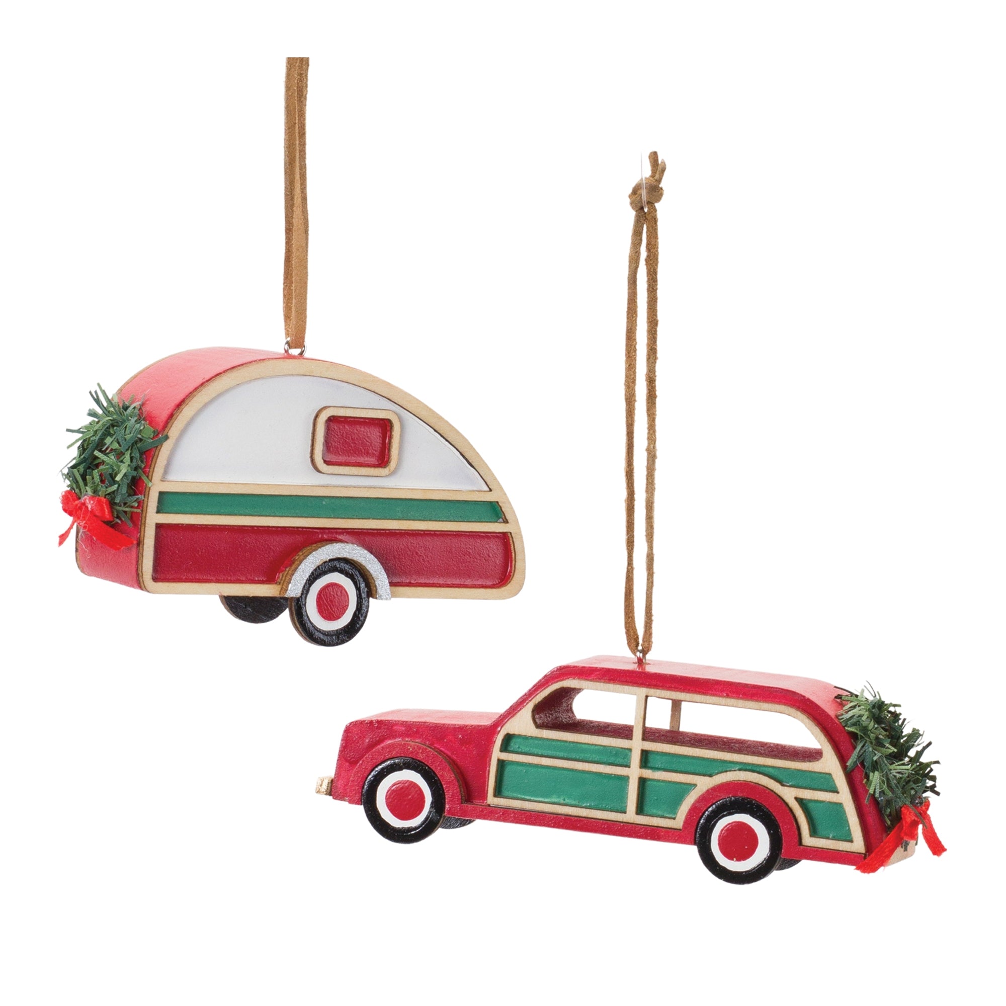 Vintage Camper and Car Ornament (Set of 12)