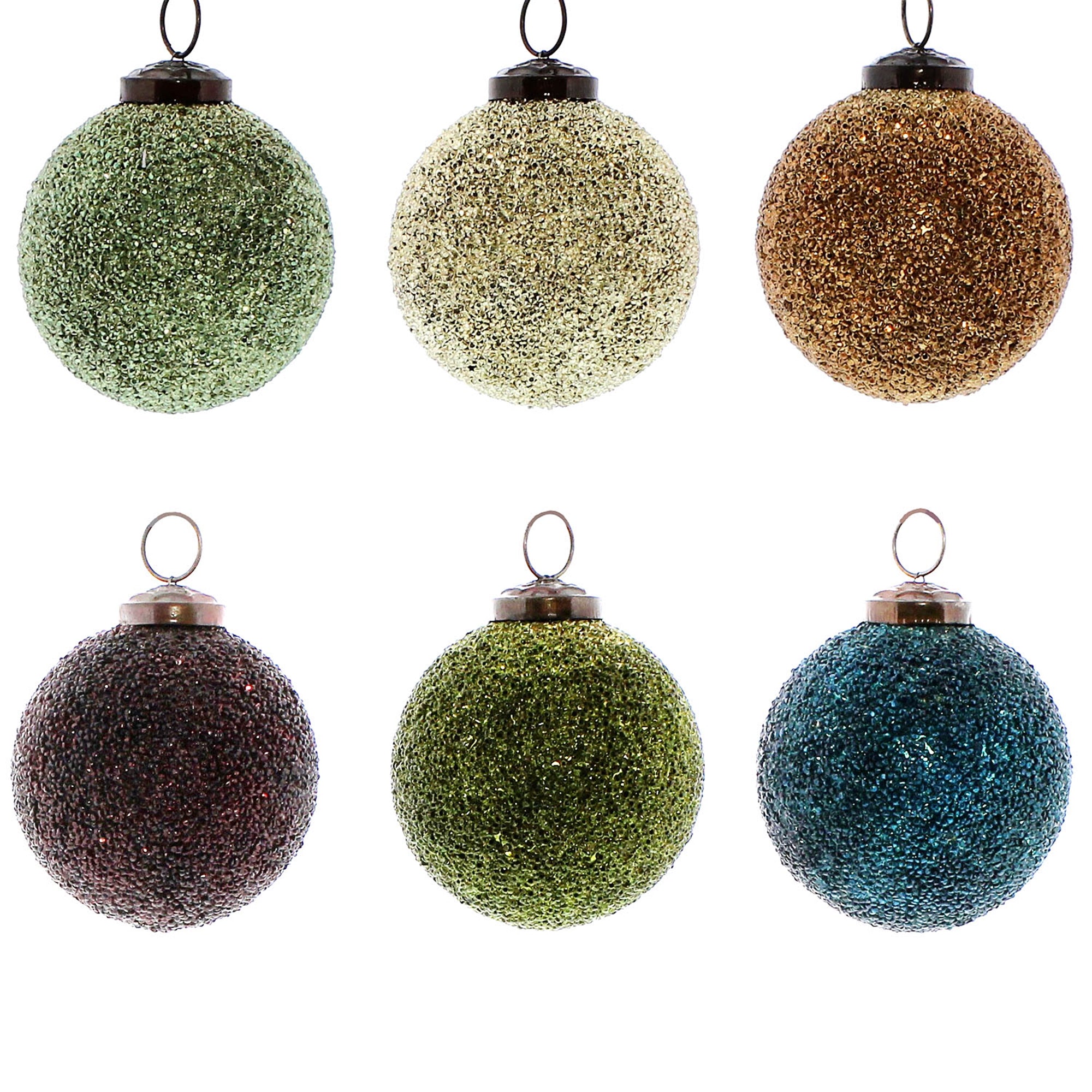 Crystalized Glass Ornament - Lrg - Set of 6, Assorted Colors - 6 colors, Assorted