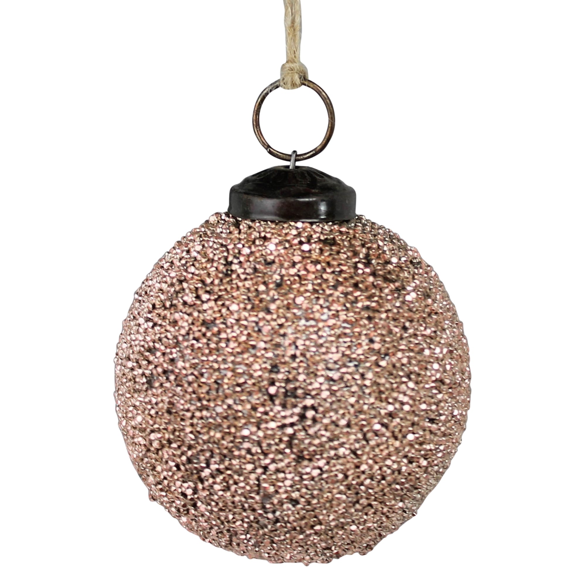 Crystalized Glass Ornament, Blush Pink - 3”