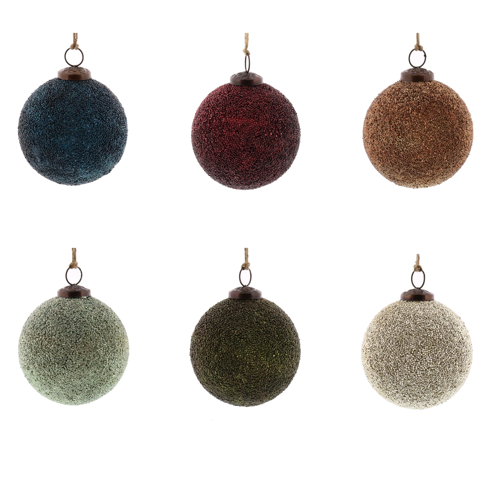 Crystalized Glass Ornaments - Grand, Set of 6, Assorted Colors