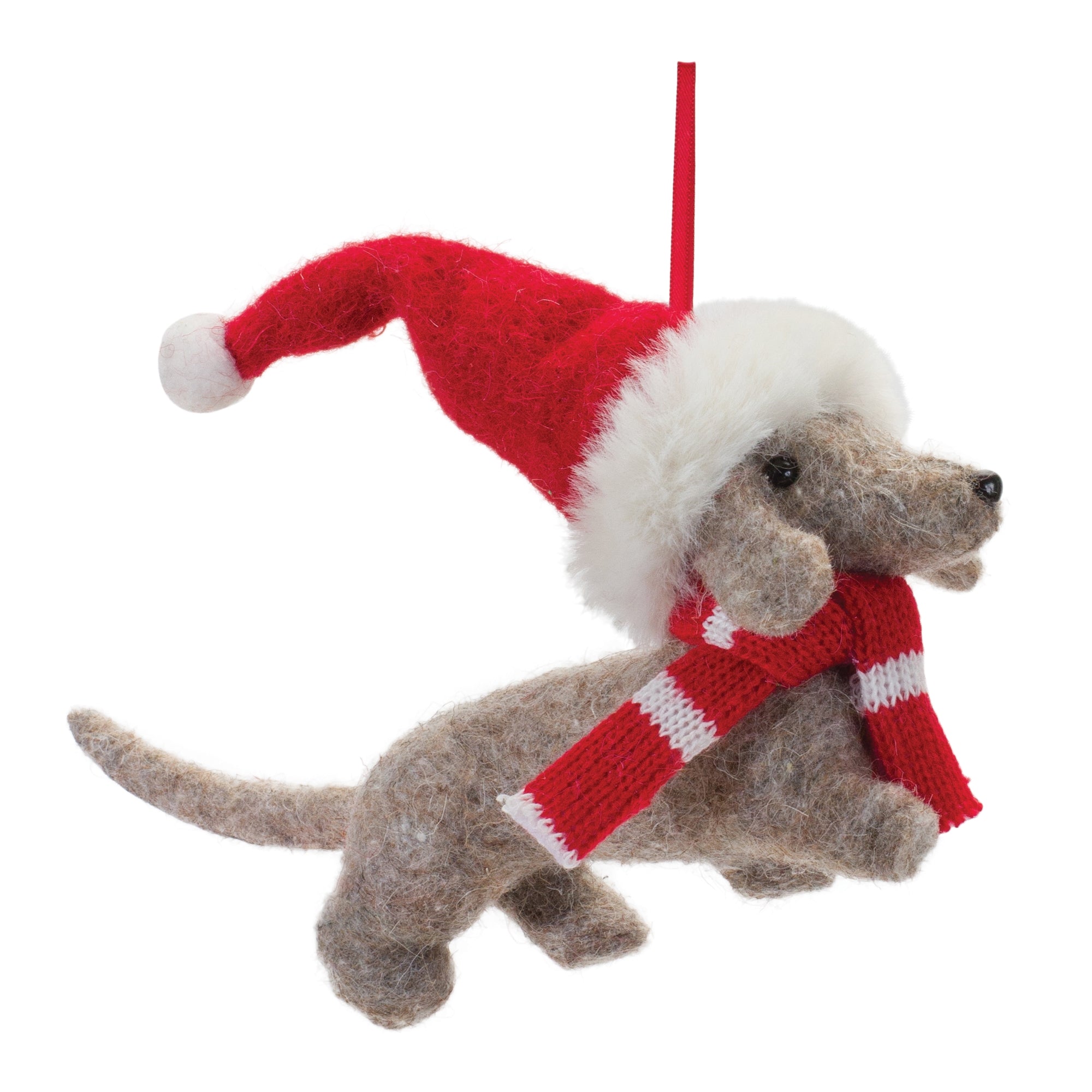 Dachshund with Santa Hat Ornament (Set of 12)