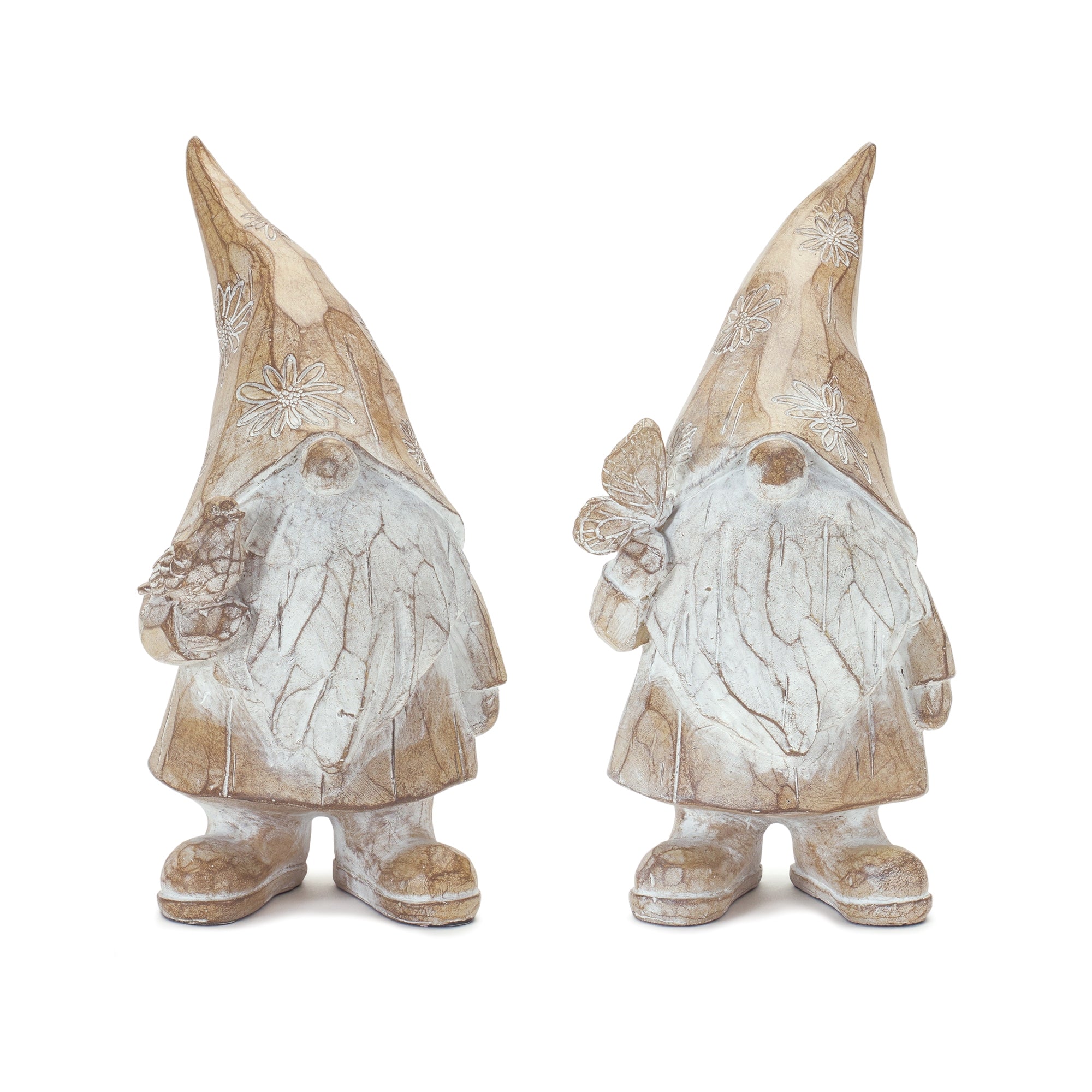 Carved Spring Gnome Figurine (Set of 2)