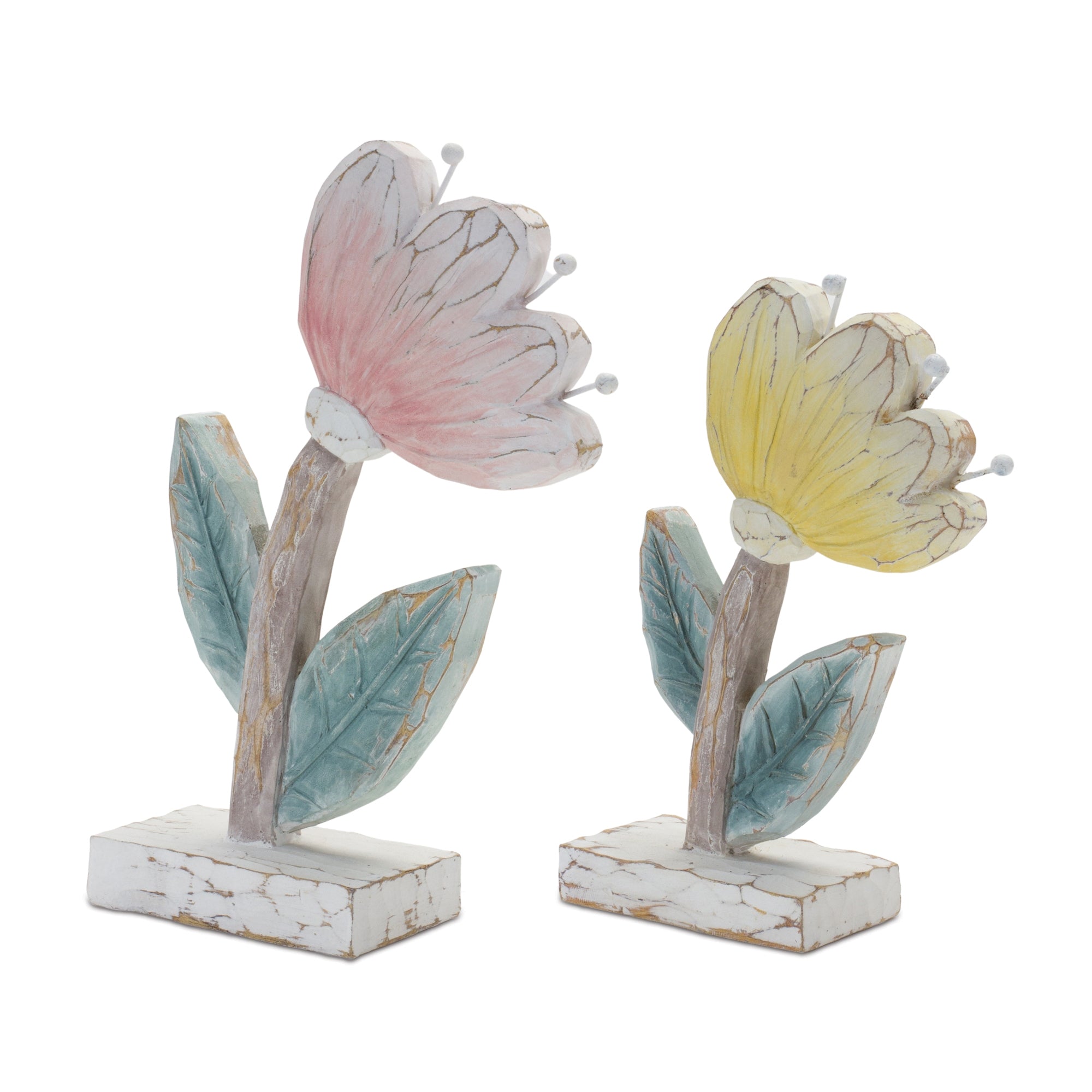 Carved Floral Décor (Set of 2)