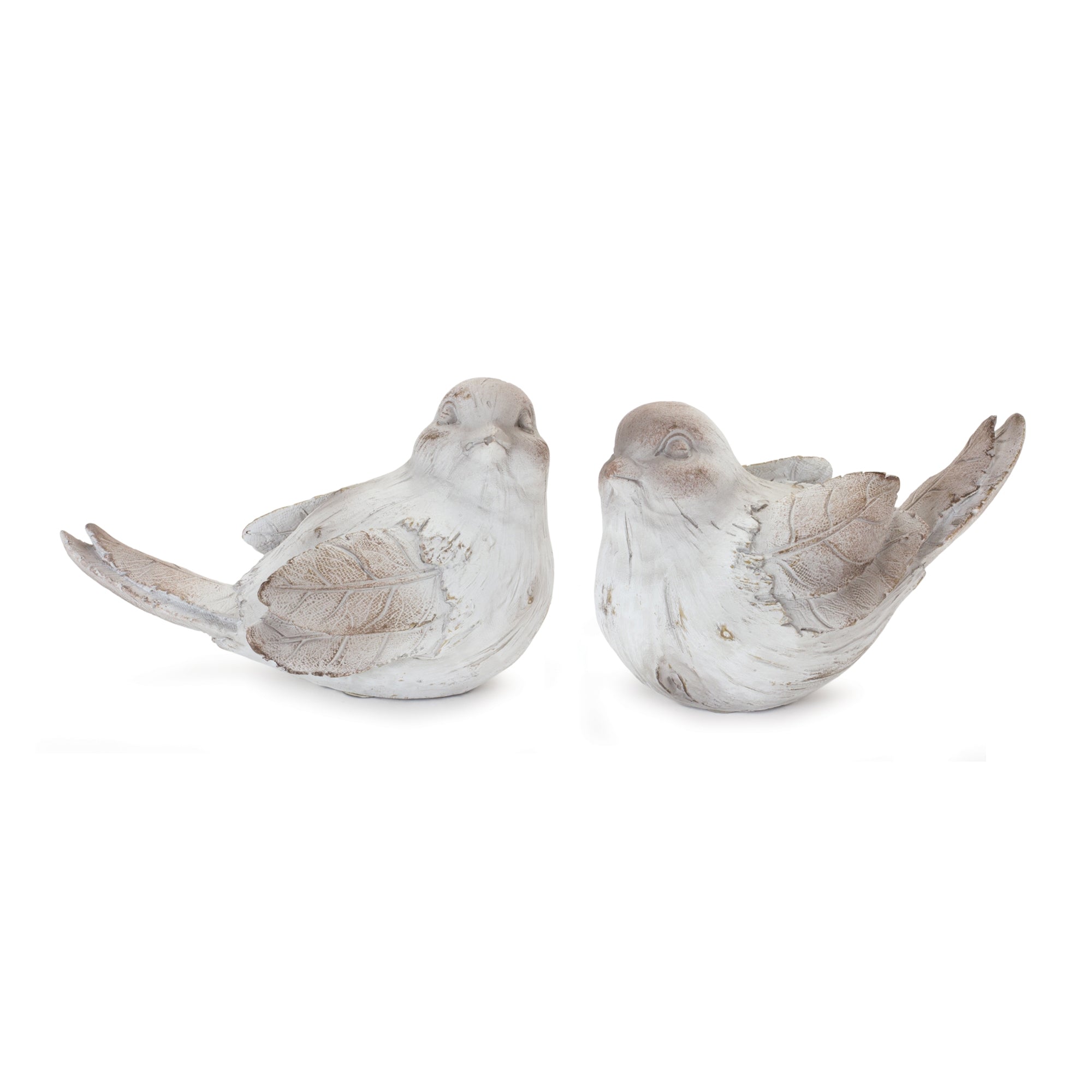 White Washed Bird Figurine (Set of 4)