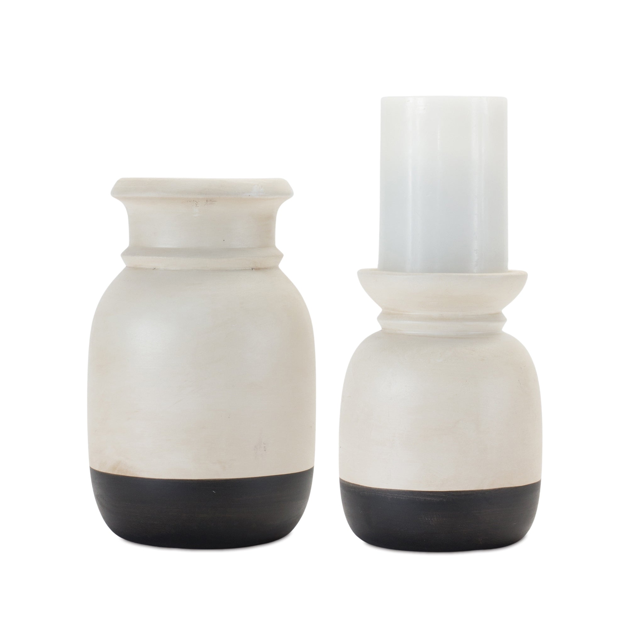 Dual-Tone Ceramic Candle Holder (Set of 2)