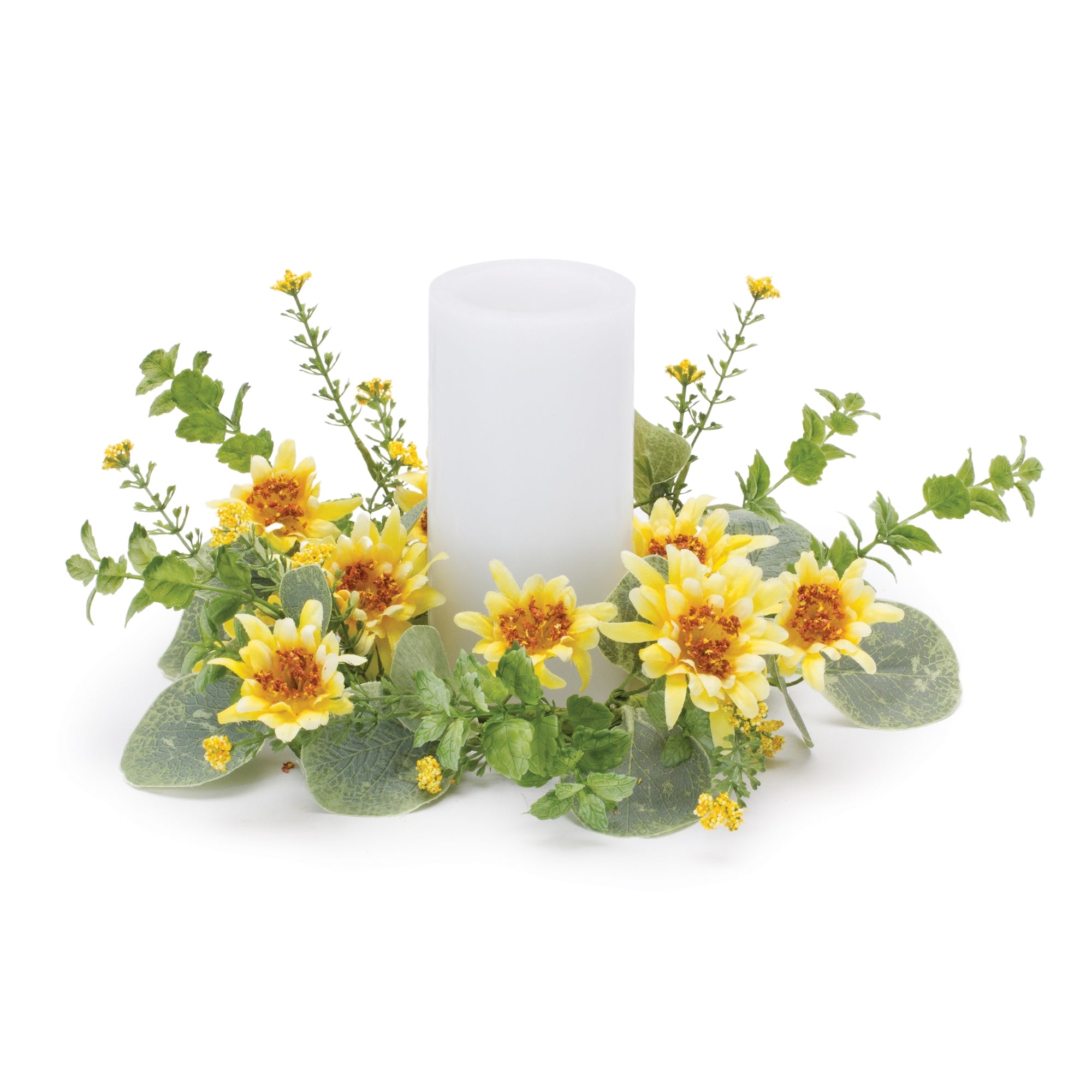 Gerbera Daisy Candle Ring 10"D Polyester (Fits 4" Candle)